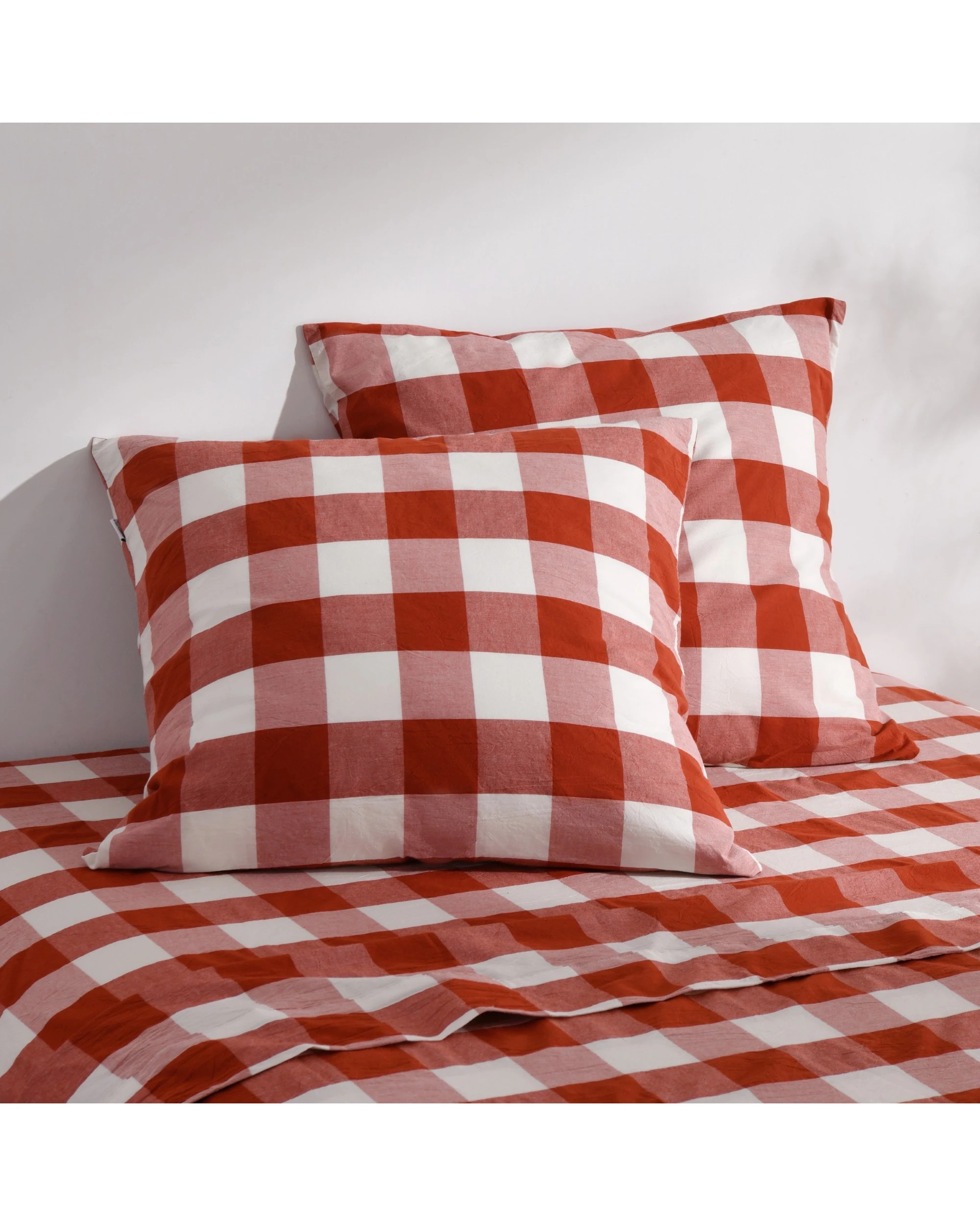 1 Dreamaker Twin Pack Remy Yarn Dyed Washed Cotton Checkered Standard Pillowcase - Rust, 1 of 5
