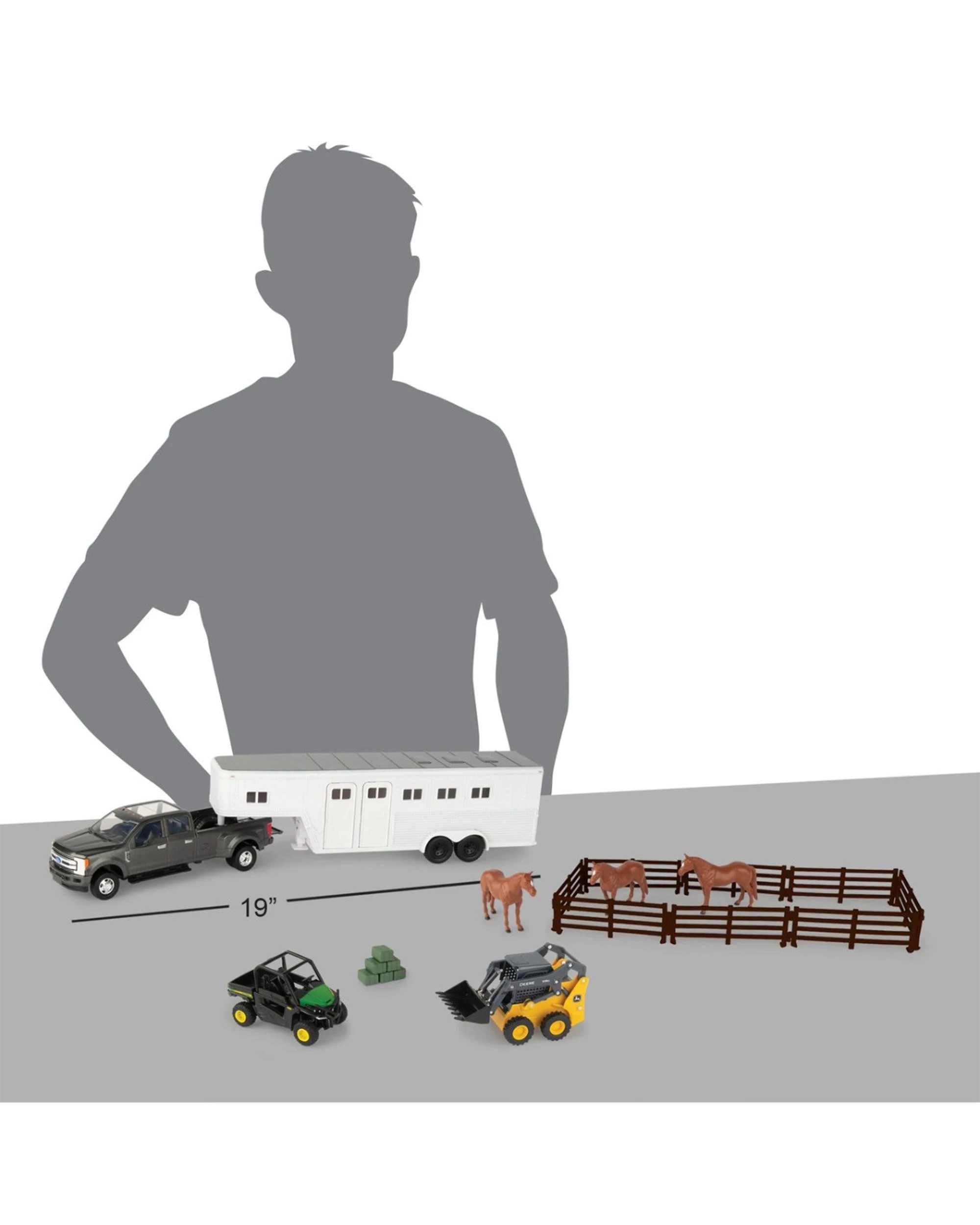 6 John Deere 1:32 Scale Hobby Set With Gator and Skid Steer With Horses, 6 of 6