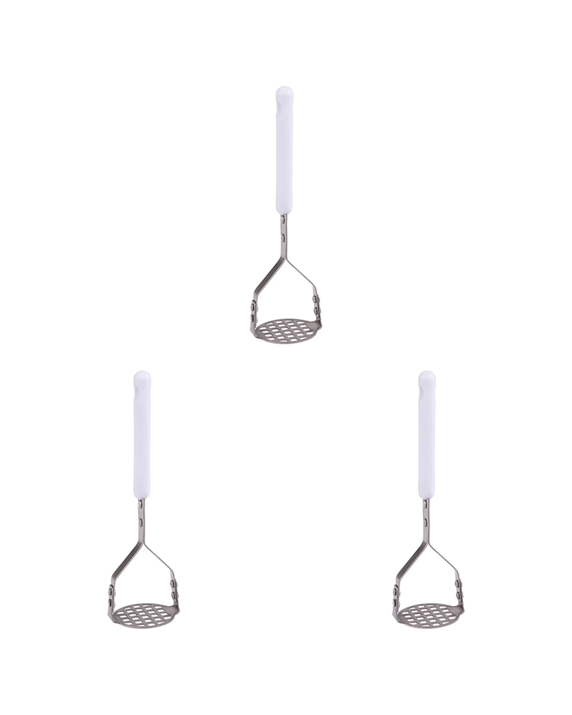 1 Appetito 3PK Stainless Steel Mini Masher Handle Home Kitchen Cooking - White, 1 of 1