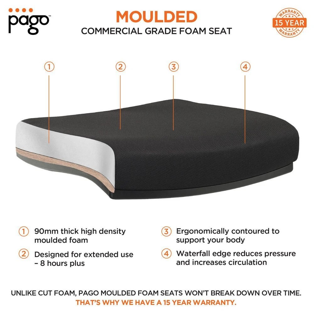 6 Pago Flash II Deluxe Heavy Duty Ergonomic Chair Arms Black Drafting Chairs, 6 of 7