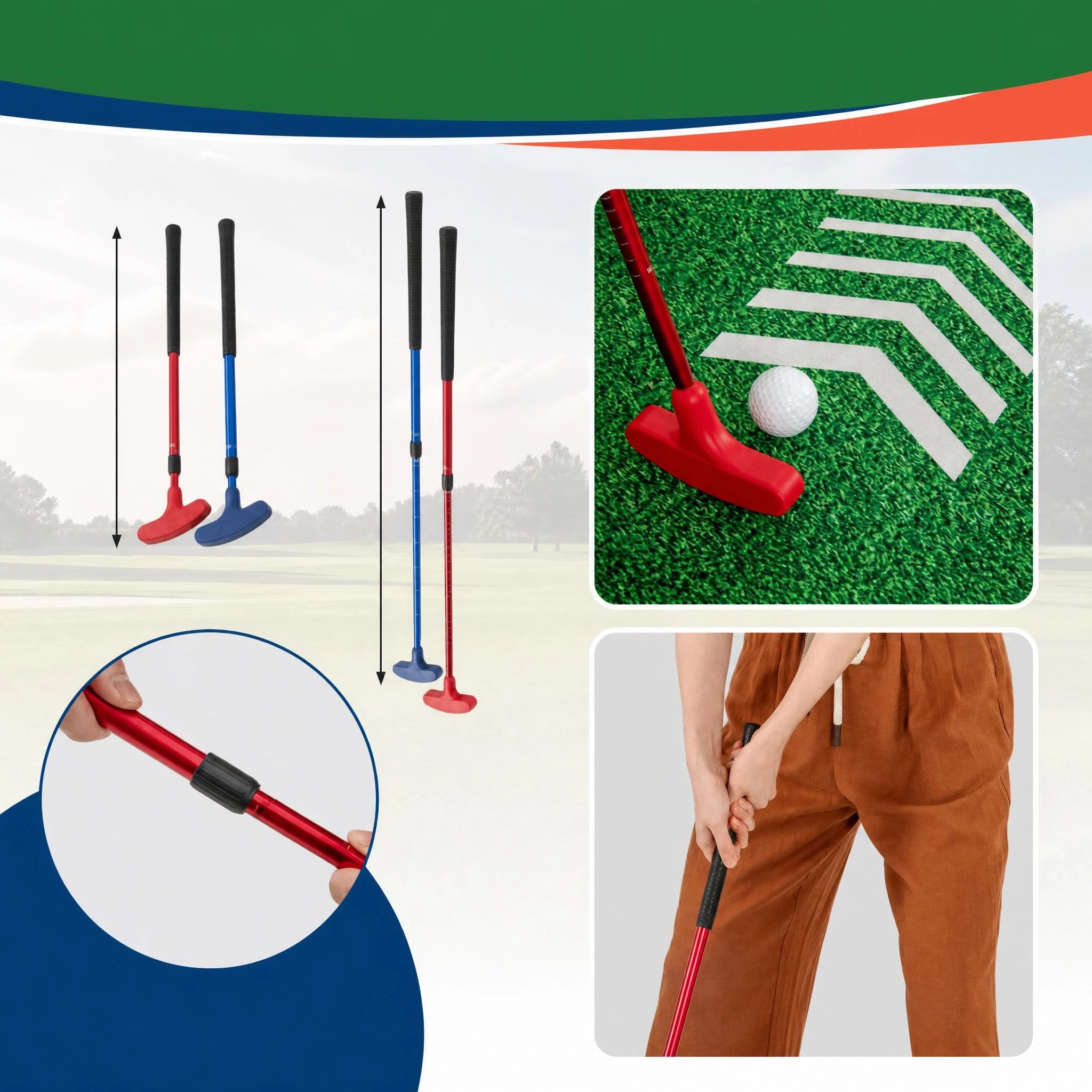 4 Costway Golf Putting Green 332x50cm Golf Practice Mat w/2 Adjustable Putters Indoor Outdoor Training, 4 of 9