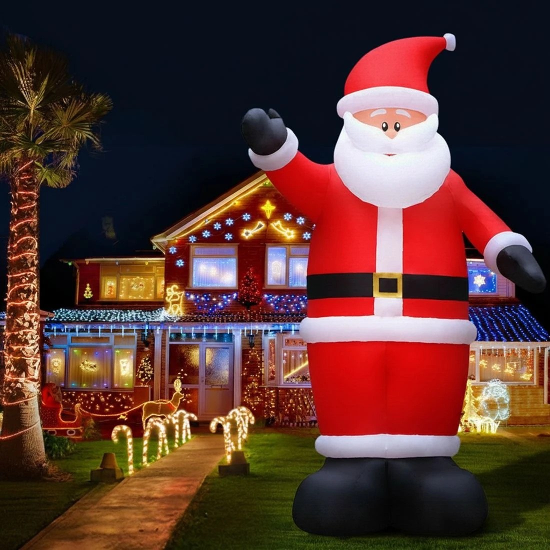 1 Jingle Jollys Christmas Inflatable Santa 5M Illuminated Decorations - Multi, 1 of 6