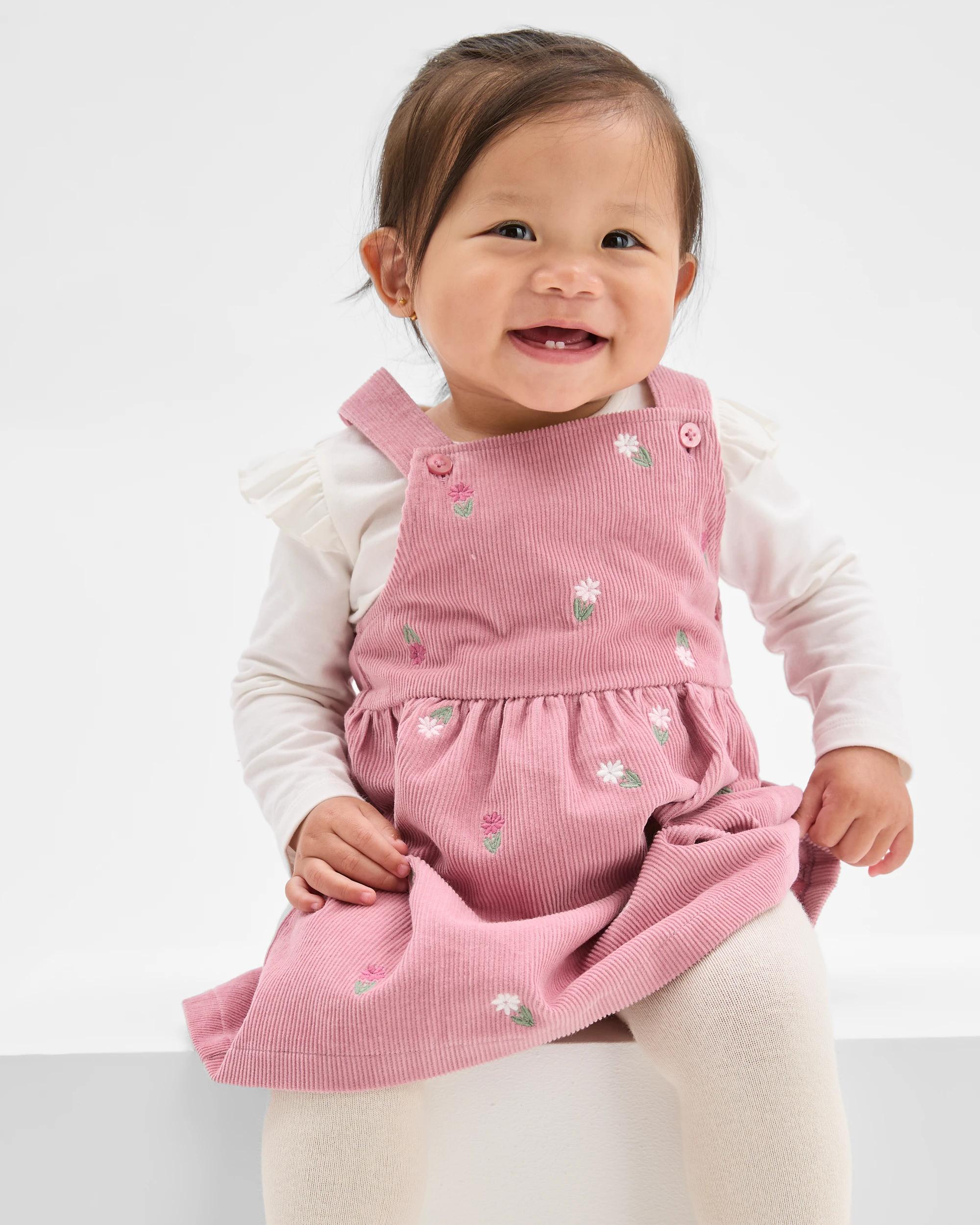 2 Target Baby Organic Cotton Embroidered Cord Pinafore Set ROSIE FLORAL, 2 of 6