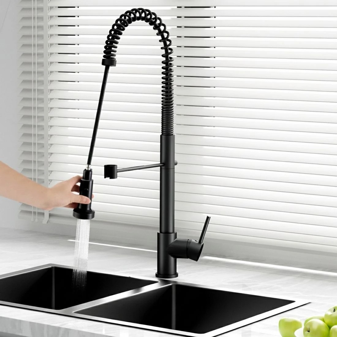 4 Cefito Stainless Steel Sink 77x45CM With Pull Out Mixer Tap Kitchen Double Bowl - Black, 4 of 4
