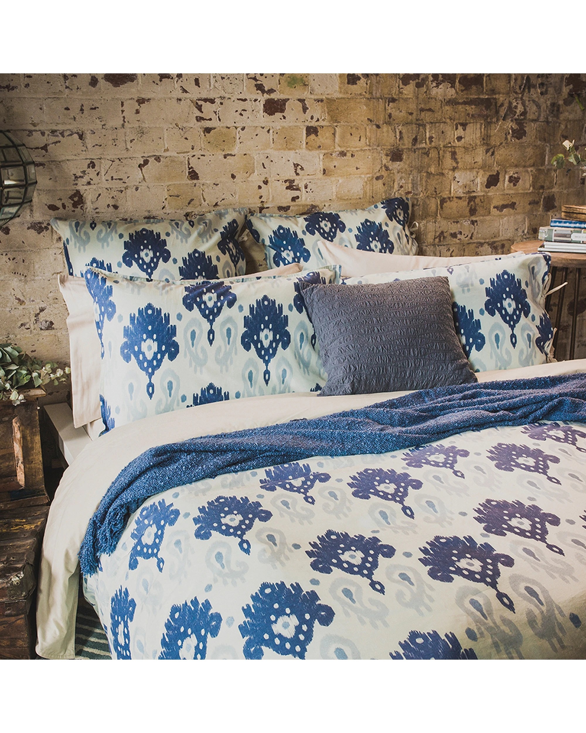 1 BAMBURY Linen Quilt Cover Set Lavinia Cotton Paisley Ikat Set - Queen Bed - Pattern, 1 of 3
