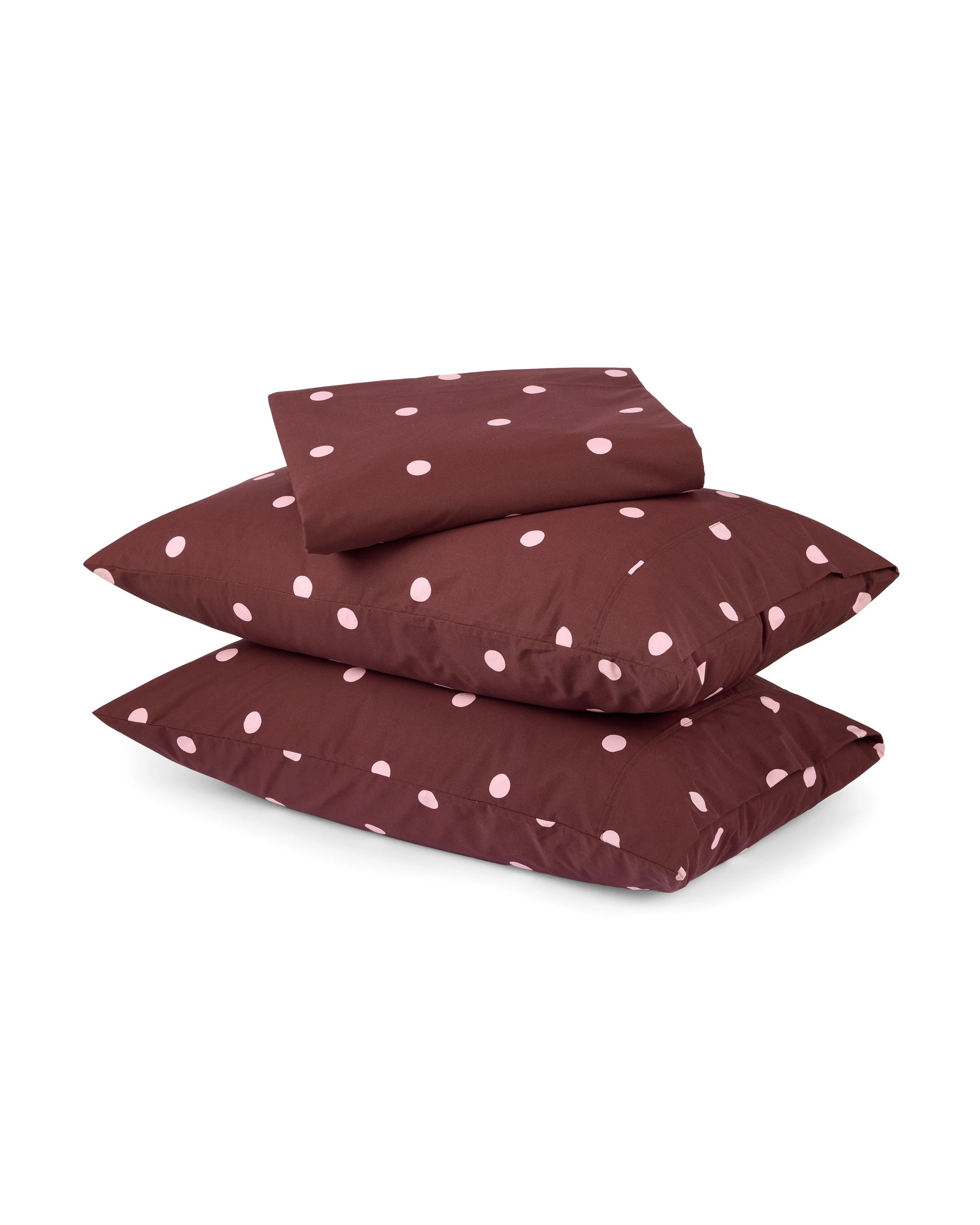 1 250 Thread Count Polka Dot Cotton Sheet Set - King Bed, Fig and Pink, 1 of 5