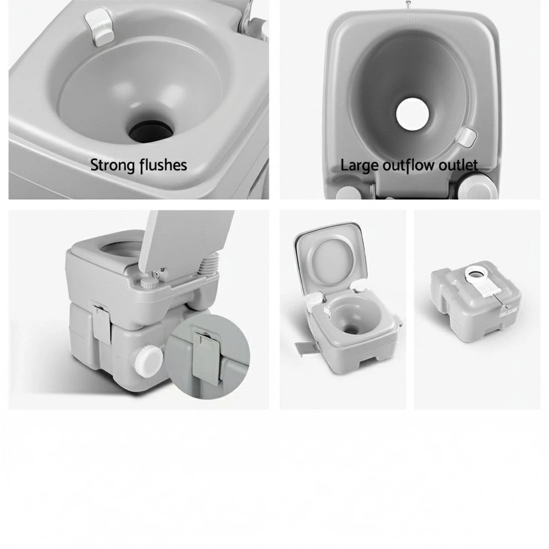 4 Weisshorn 20L Portable Camping Toilet Outdoor Flush Potty Boating With Bag - Grey, 4 of 7