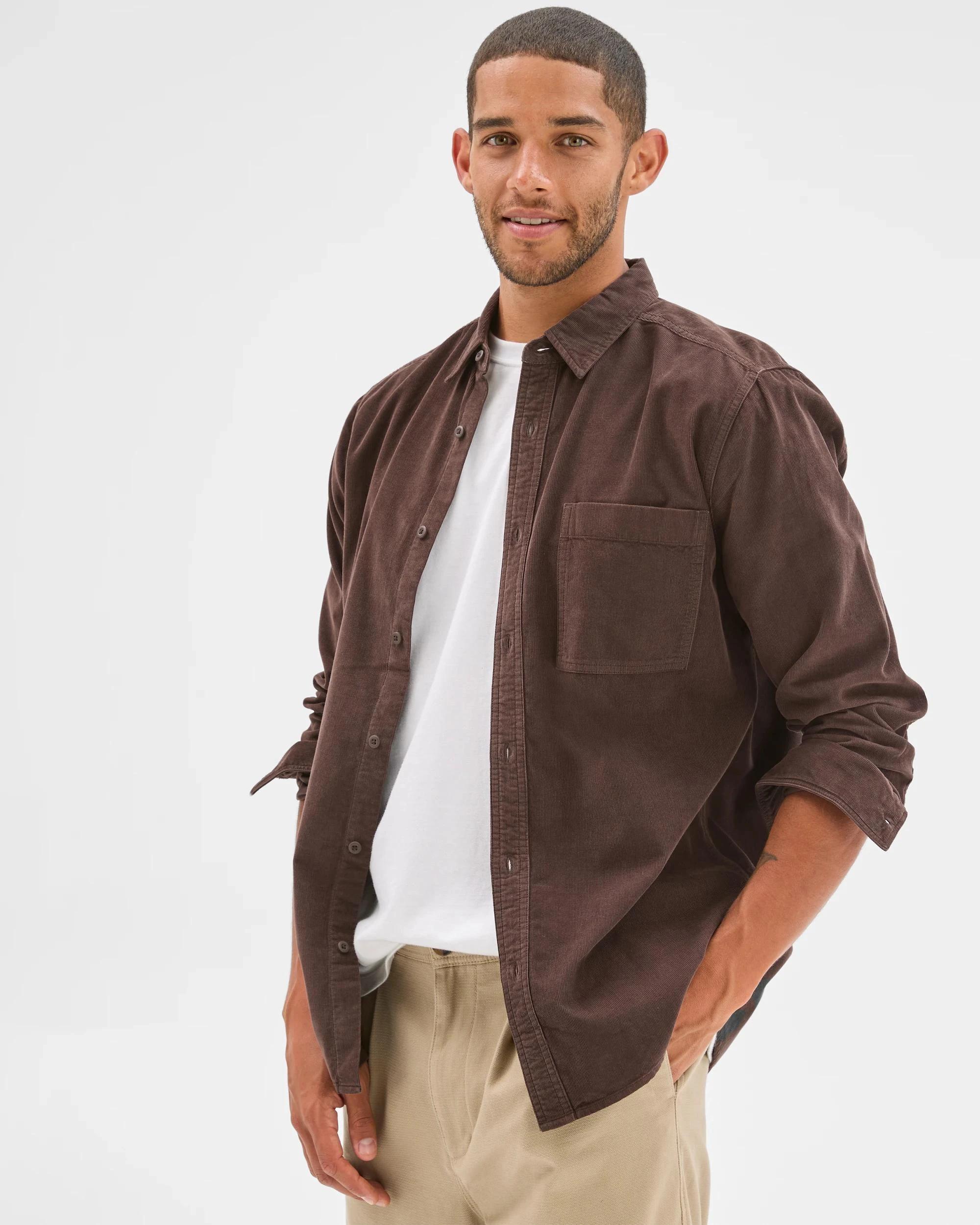 1 Target Man Australian Cotton Corduroy Shirt CHOCOLATE, 1 of 6