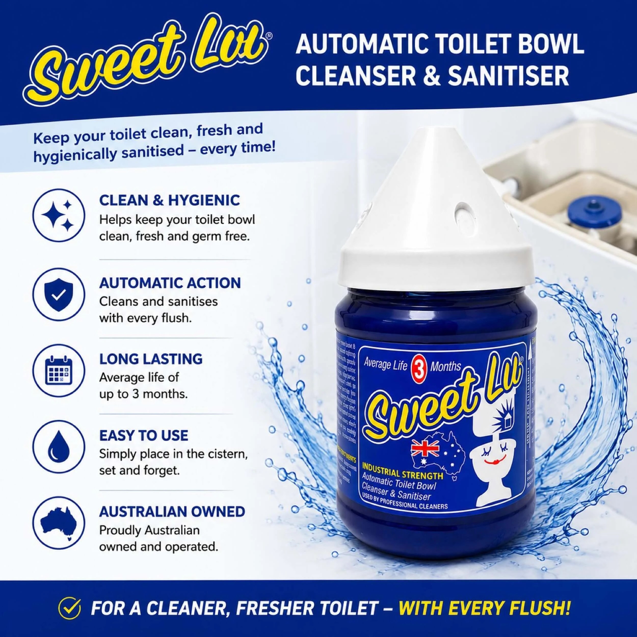 2 Edco Sweet Lu Blue In Cistern Toilet Sanitiser 1 Pack For Toilet Cisterns, 2 of 2