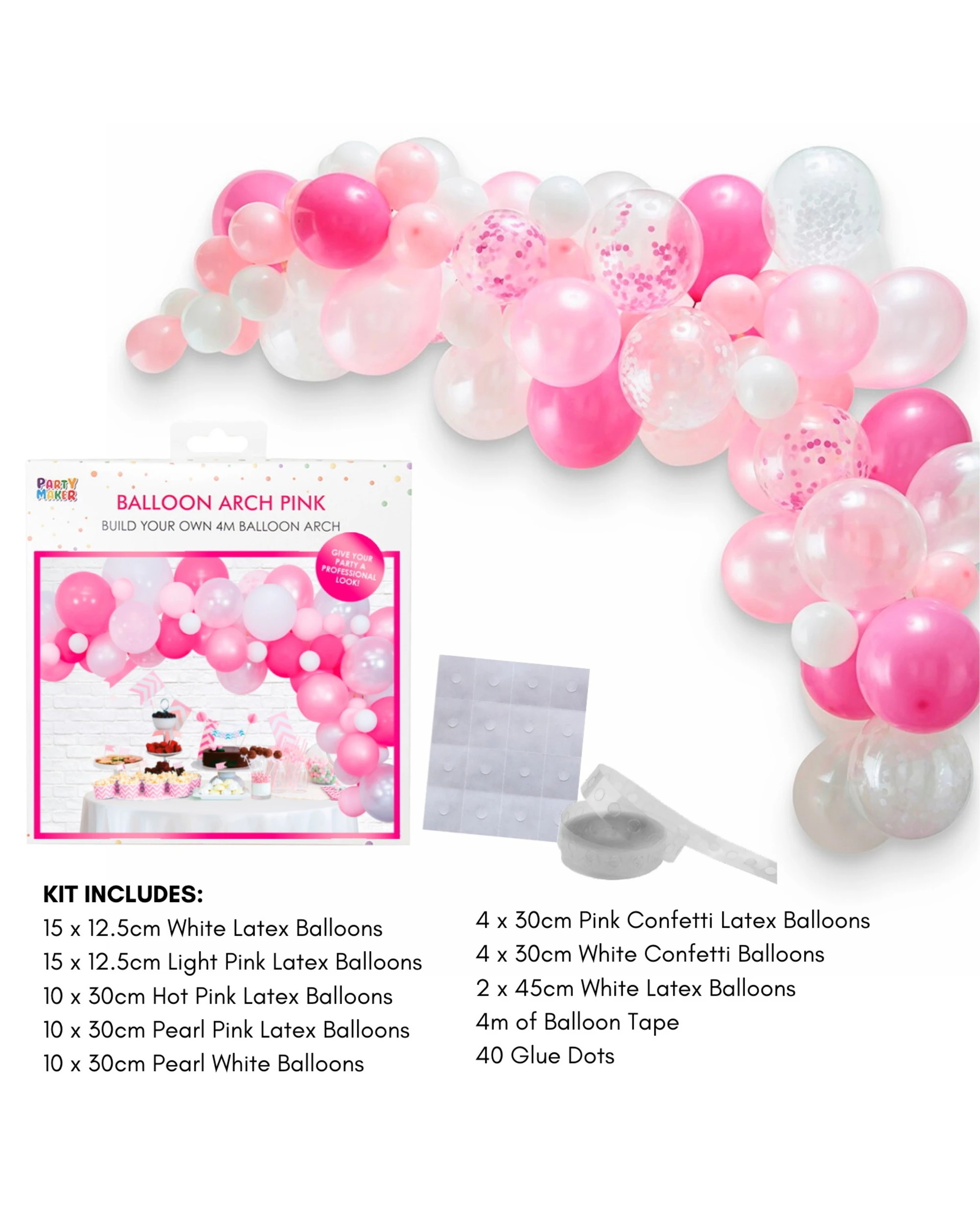 3 Partyrama Pink 4m Balloon Arch Kit - Pink, 3 of 3