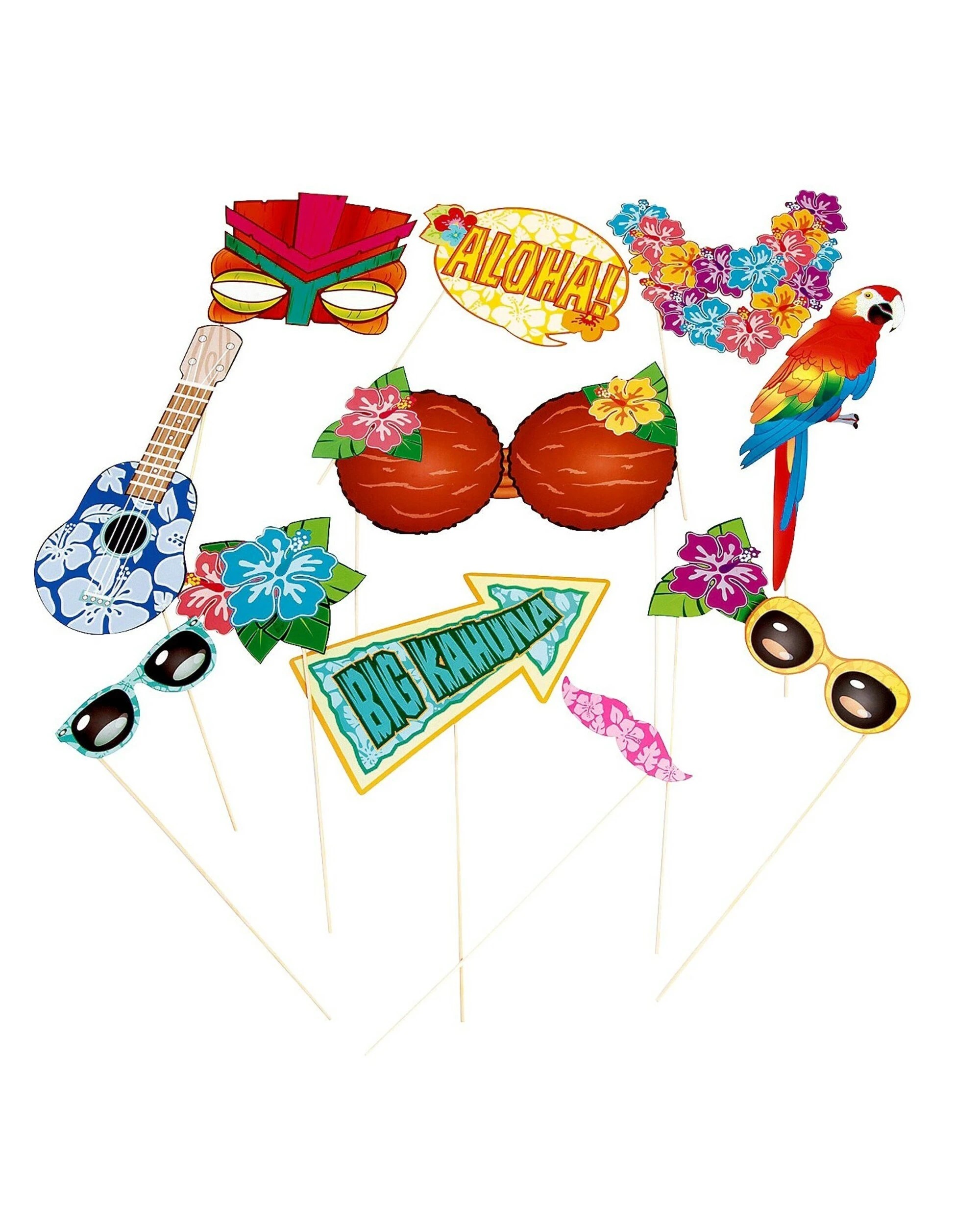 1 Fun Express Hawaiian Luau Photo Props Pack of 12 - Multi, 1 of 1