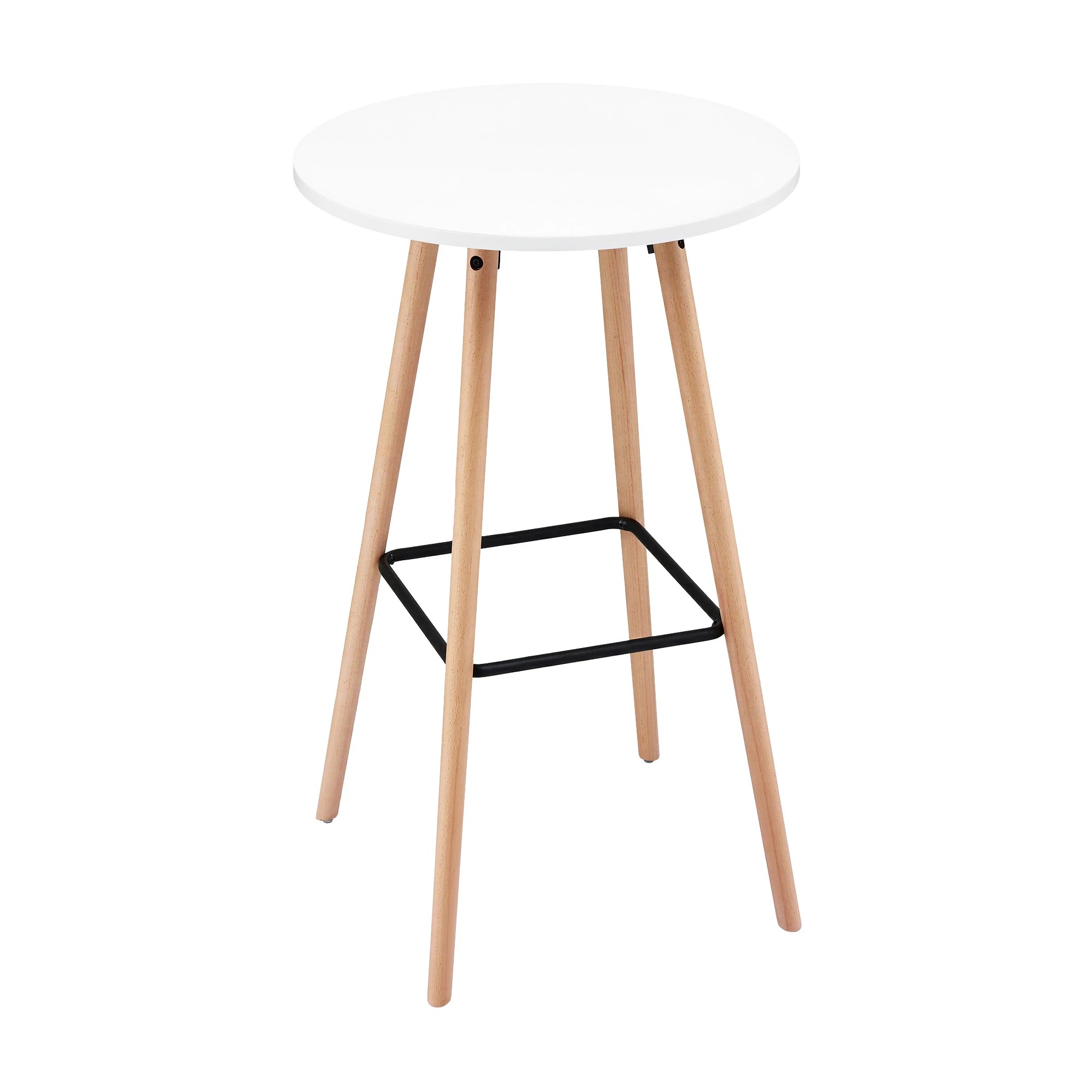 1 Artiss Bar Table Round Counter Kitchen Dining Desk Pub 98cm Height Wood - White, 1 of 3