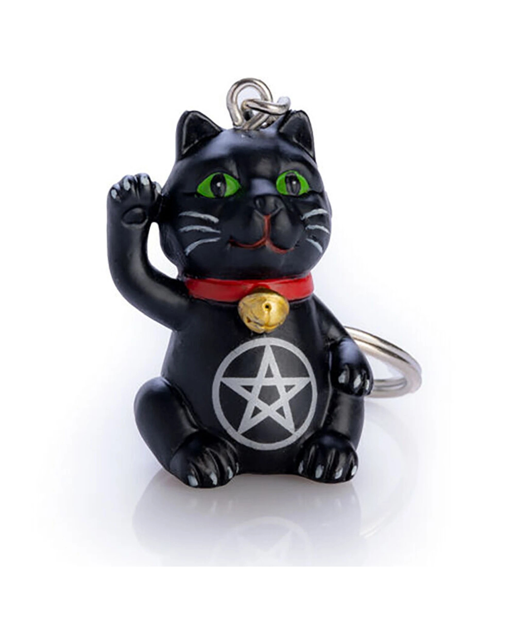 2 Lucky Cat 6PK Keychain Lucky Kitty Charm Figurine Bag Toy 3x6cm - One Size - Black, 2 of 4