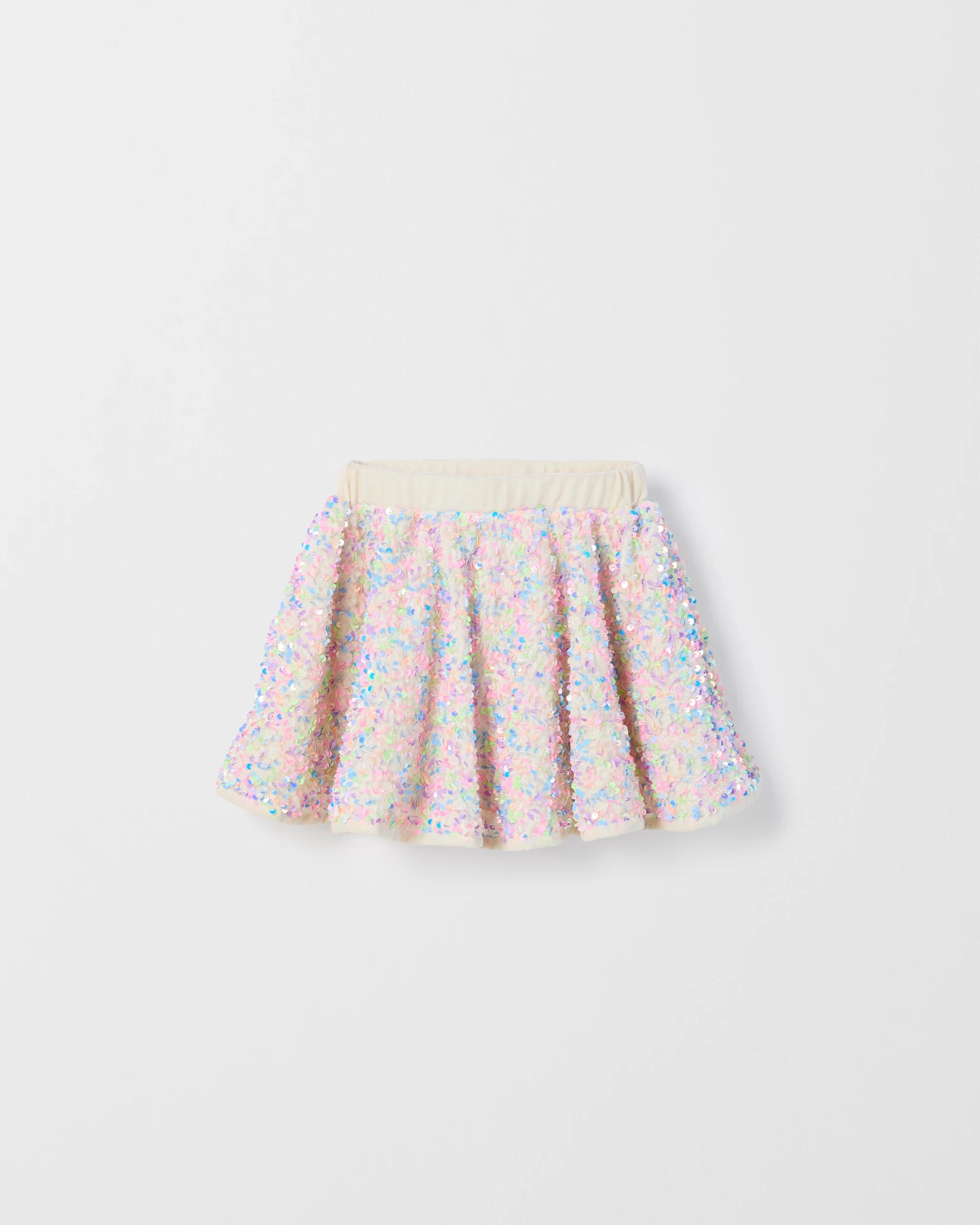 1 Target Kids Sequin Tulle Occasion Skirt CREAM RAINBOW, 1 of 1