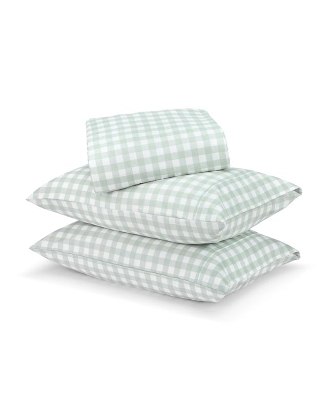 Gingham Cotton Flannelette Sheet Set - King Bed, 