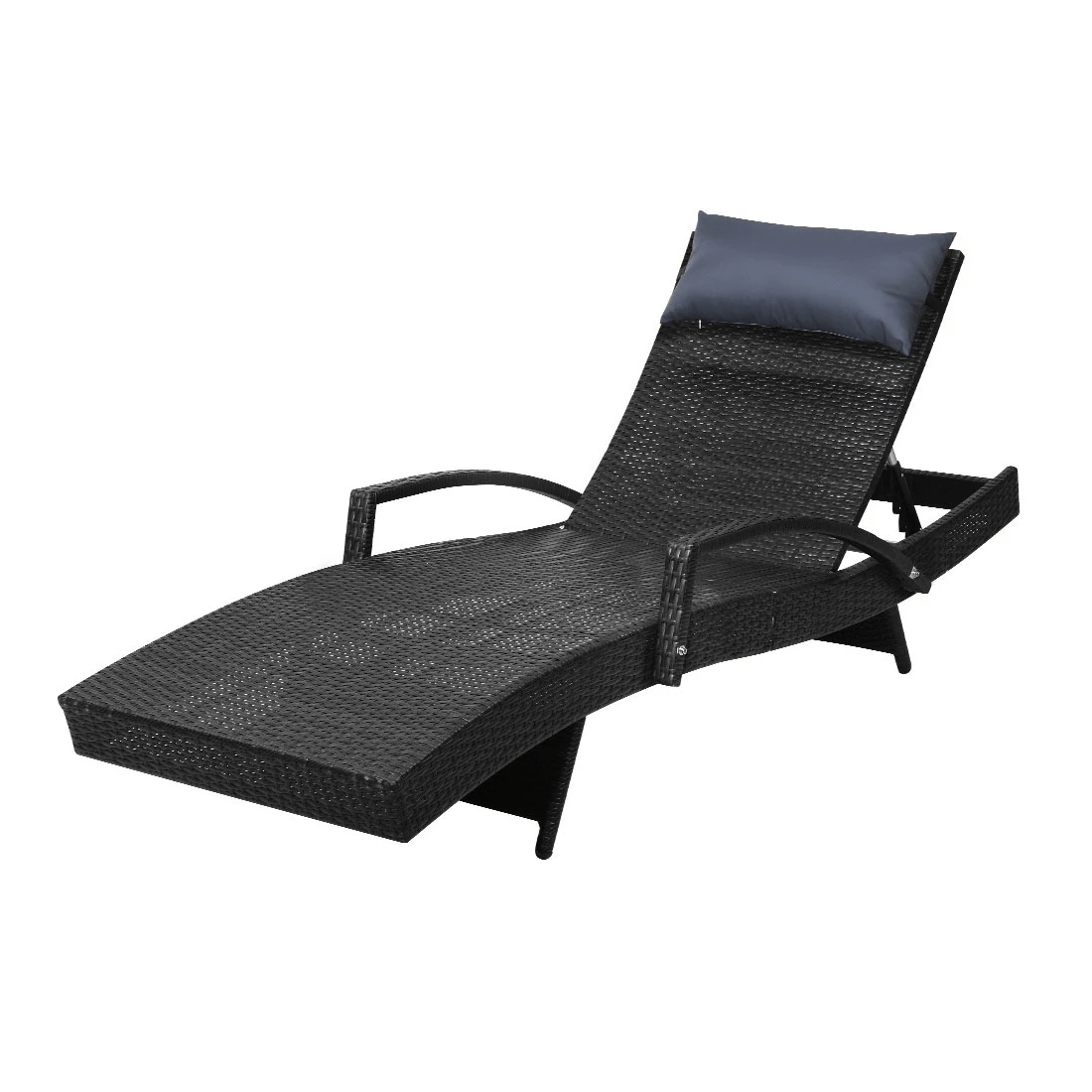 1 Gardeon Sun Lounge Wicker Lounger Outdoor Furniture Beach Chair Armrest Adjustable - Black, 1 of 7