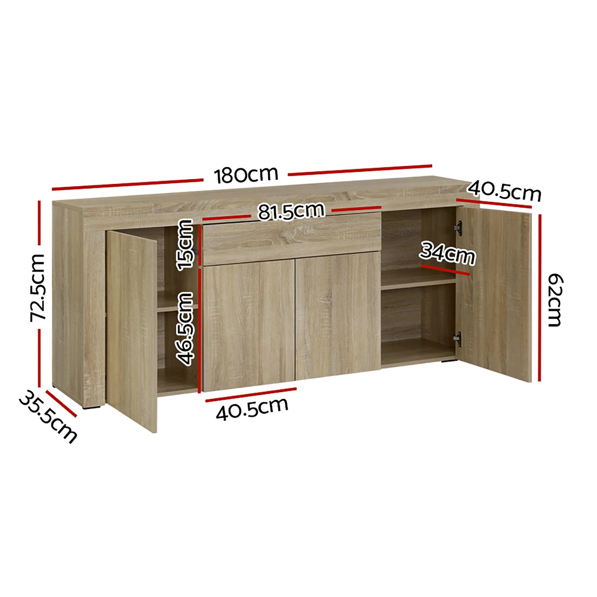 3 Artiss Dana Buffet Sideboard Cabinet Push Open Storage Modern Smooth Display Unit Dining Living Stylish - brown, 3 of 8