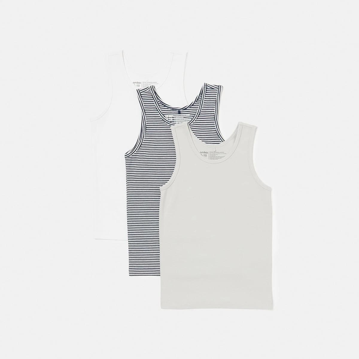 1 3 Pack Super Soft Singlets Stripe, 1 of 6