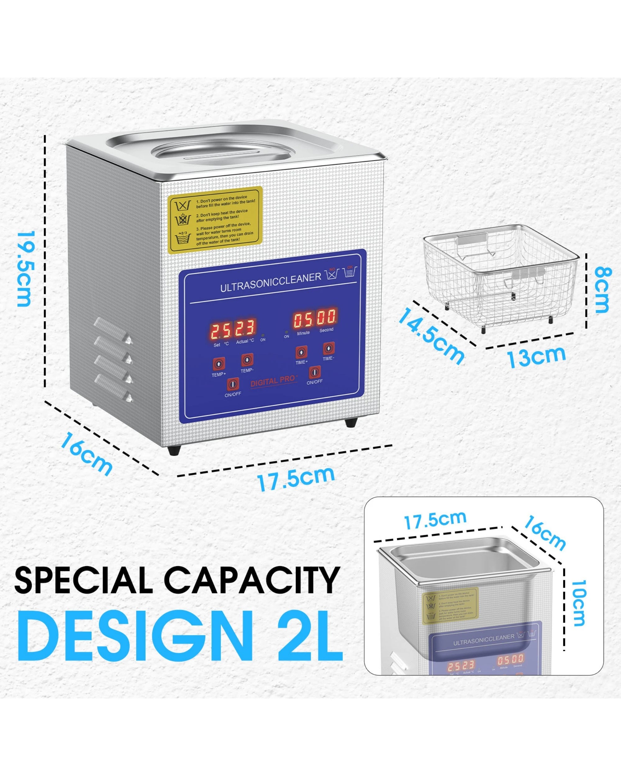 3 ADVWIN 2L Ultrasonic Jewellery Cleaner Machine, 42kHz, SUS 304, for Eyeglasses, Earrings, Rings, Necklaces, Dentures, 3 of 7