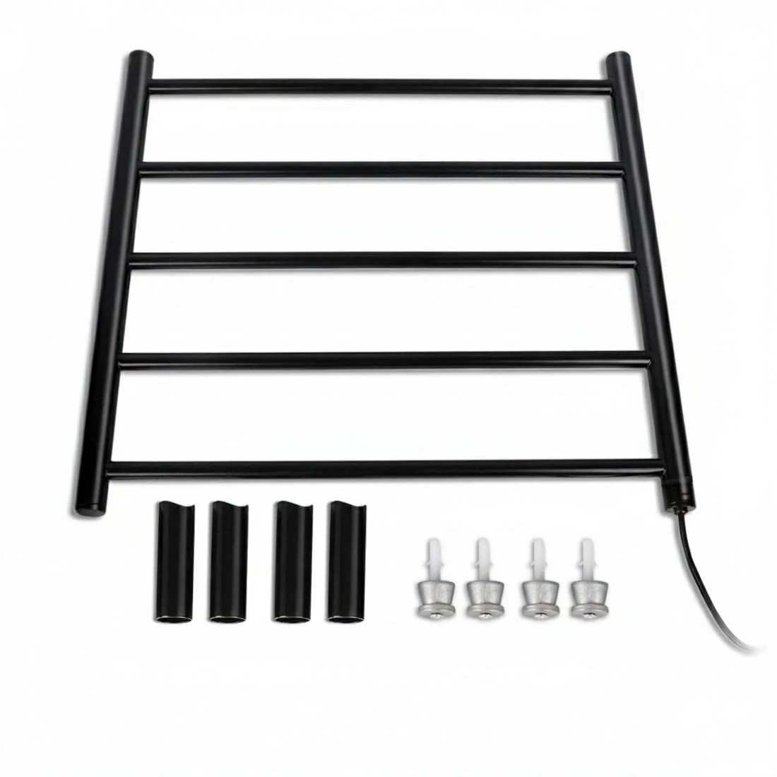 6 Devanti Electric Heated Towel Rail Rack 5 Bars Wall Mounted Clothes Dry - Black, 6 of 7