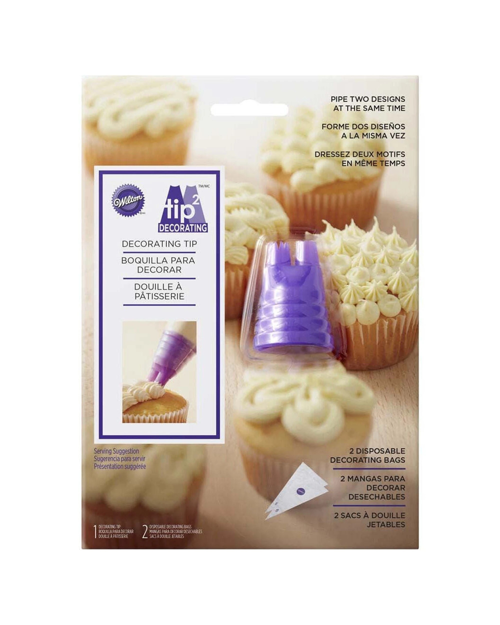 2 Wilton 2PK Plastic Round Star Duo Piping Tip With 2 Disposable Bags - Purple, 2 of 2