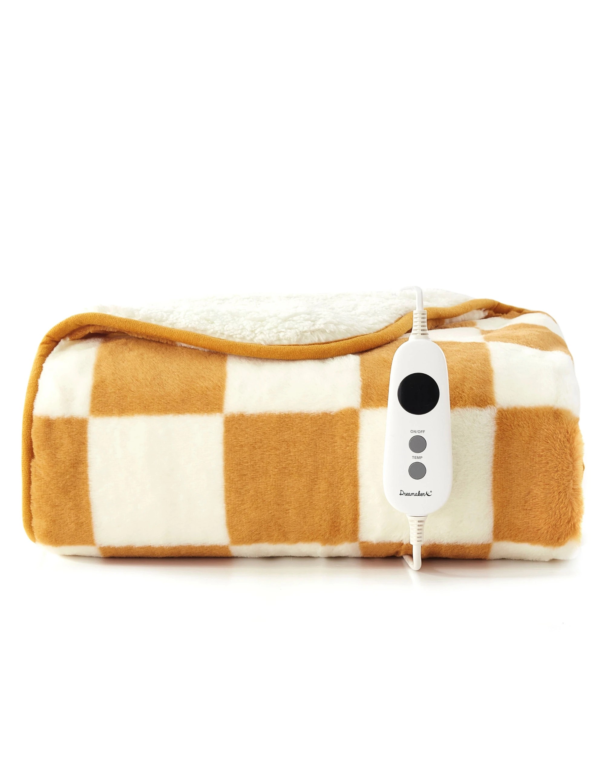 2 Dreamaker Axia Checkered Plush Heated Throw 130x160cm - Chai and Cream, 2 of 8