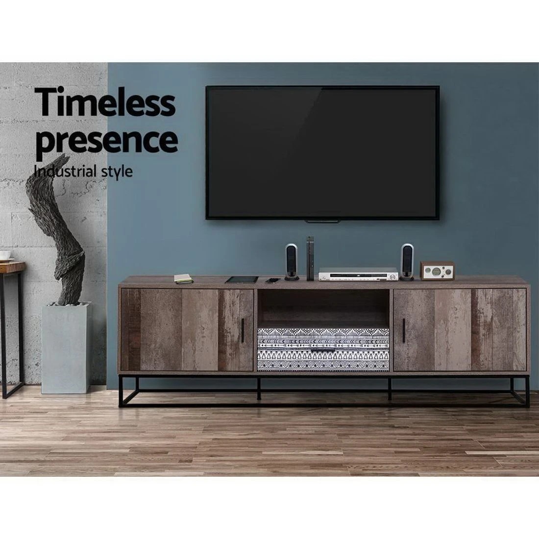 4 Artiss TV Cabinet Entertainment Unit 180cm Industrial - Brown, 4 of 7