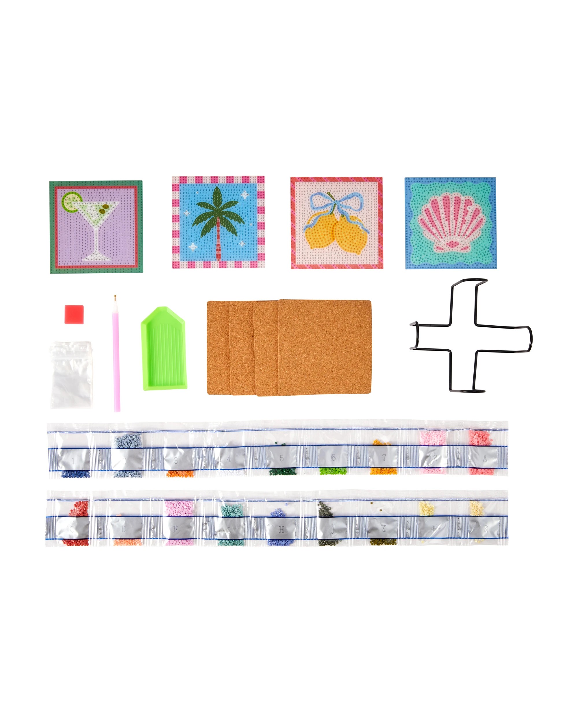 2 DIY Sparkle Gem Art Coaster Set - Tropical, 2 of 3