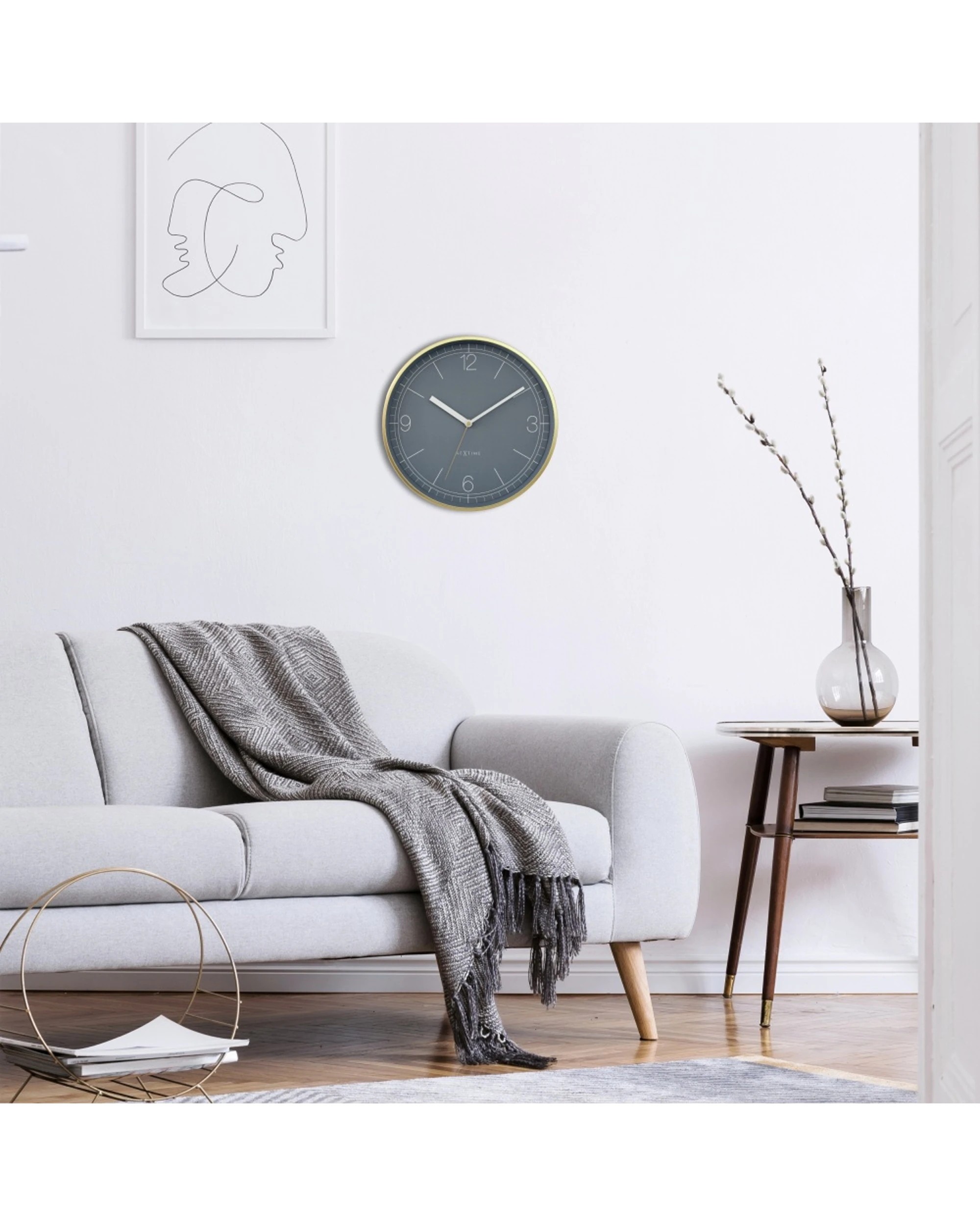 4 NeXtime Nova Wall Clock Brushed Aluminium Elegant Style 30cm - Blue, 4 of 5