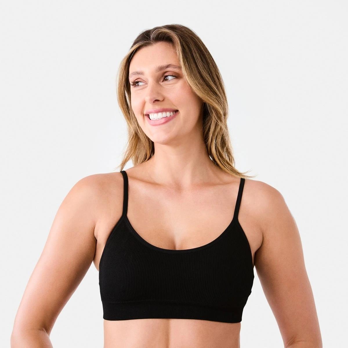 1 Seamfree Rib Crop Bra BLACK, 1 of 9