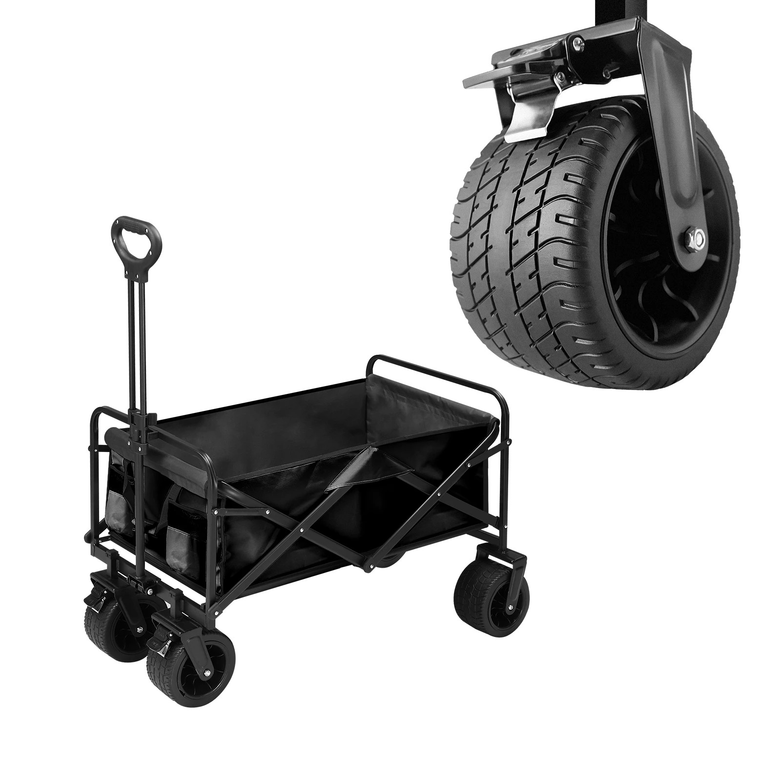 7 Ausway Folding Wagon Cart Beach Picnic Garden Utility Trolley Trailer, 7 of 7