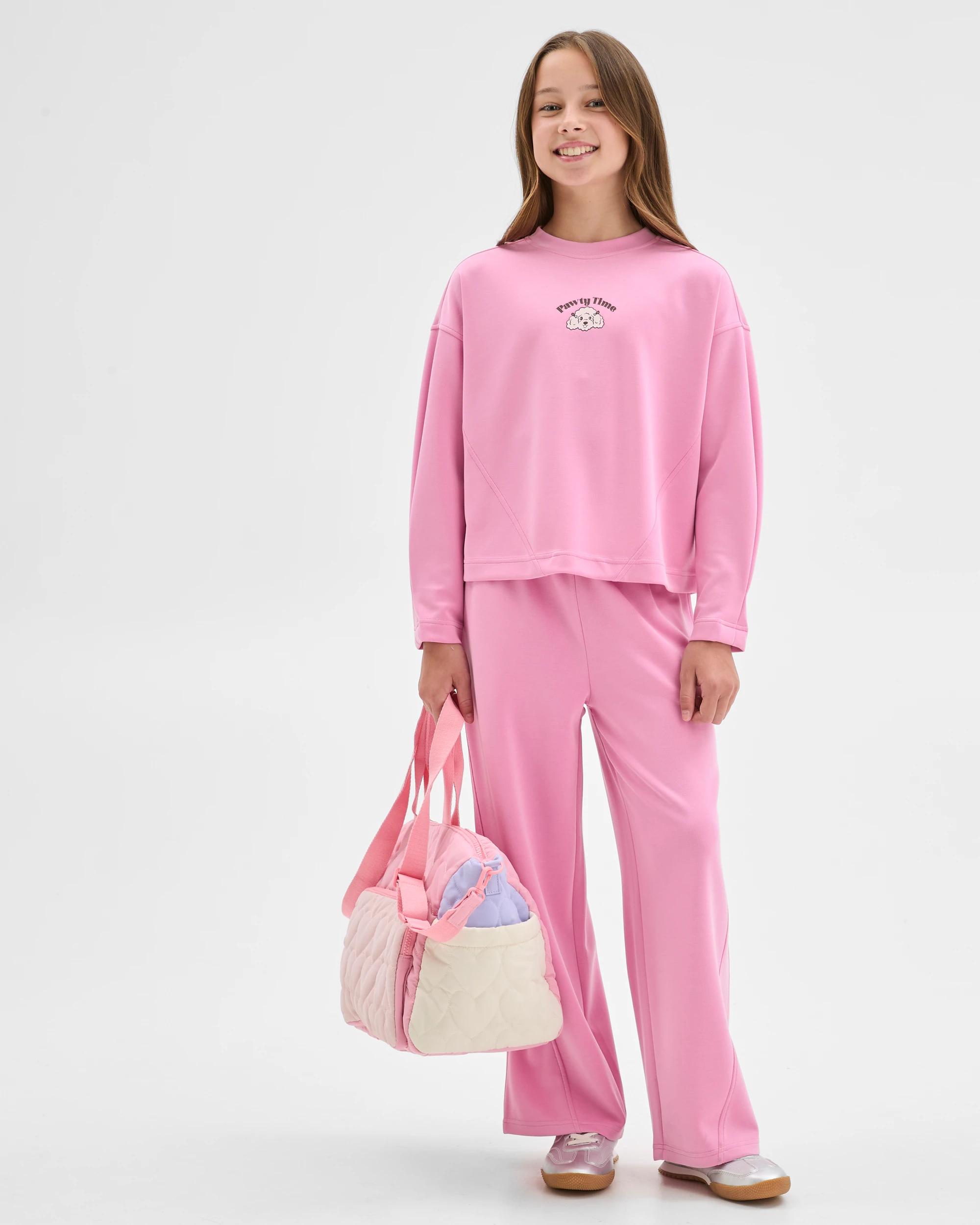 1 Target Kids Sandwash Scuba Crew Neck Top PINK, 1 of 5