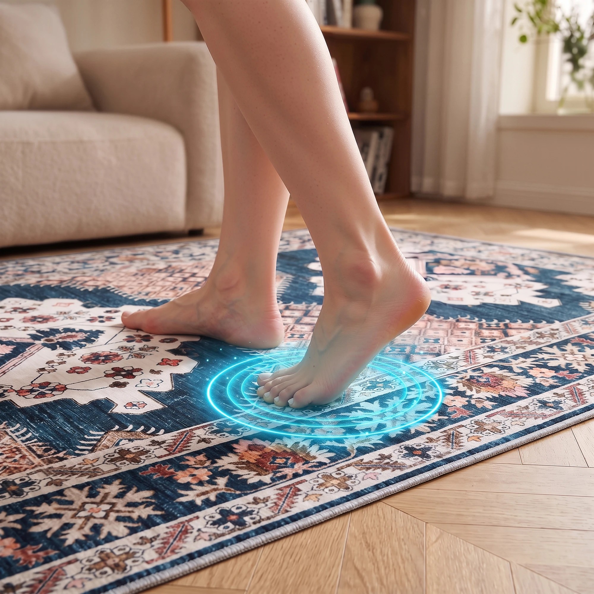 8 Artiss 80 x 180 cm Hallway Runner Rugs for Living Room 0.5cm Boho Decor - Blue, 8 of 10