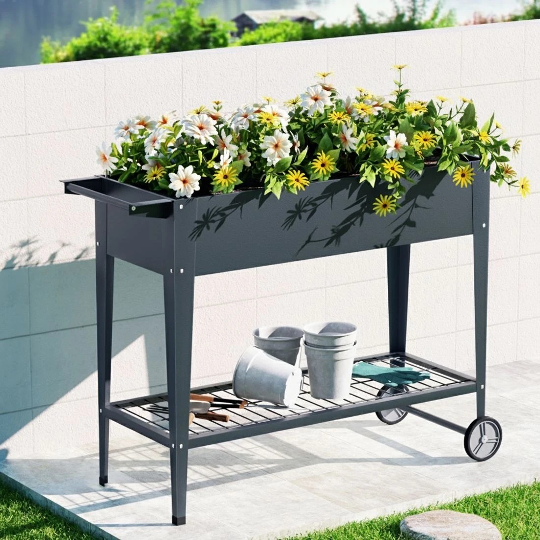 6 Green Fingers Garden Bed Elevated 100X40X80cm Planter Box Raised Container Herb - Grey, 6 of 6