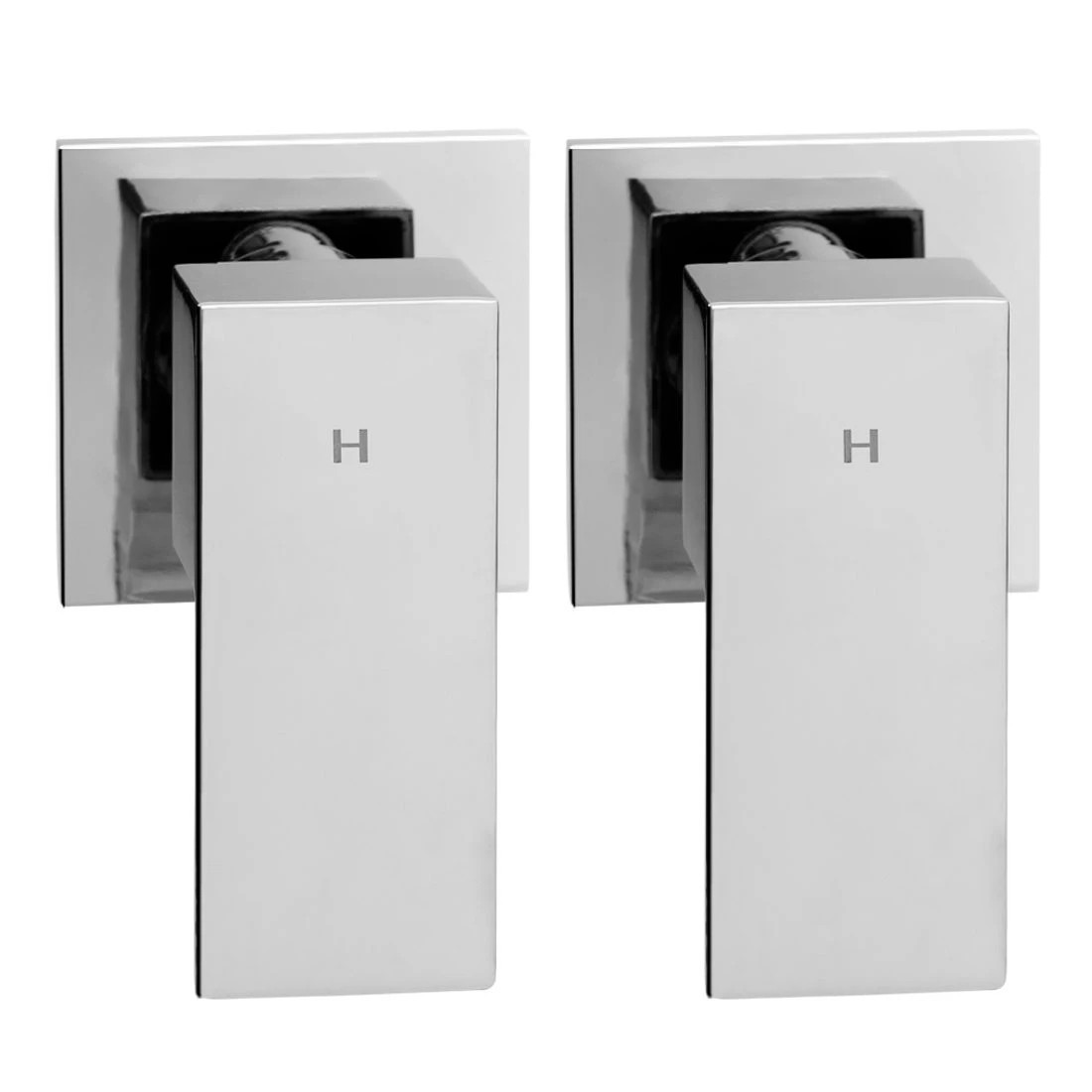 1 Cefito Shower Twins Tap Wall Bath Taps Brass Hot Cold Basin Bathroom - Silver, 1 of 5