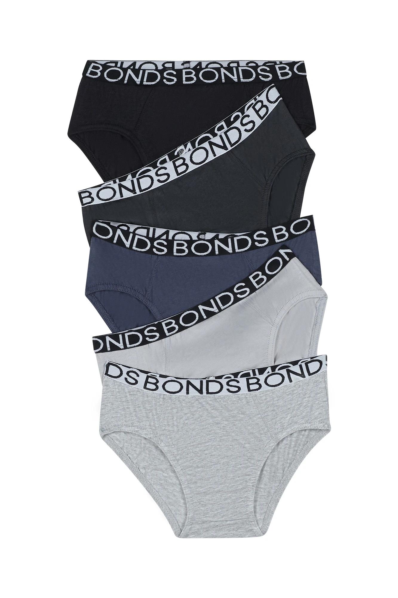 1 Bonds Boys Briefs - 5 Pack UWBT5A_KGY BLACK AND GREY, 1 of 1