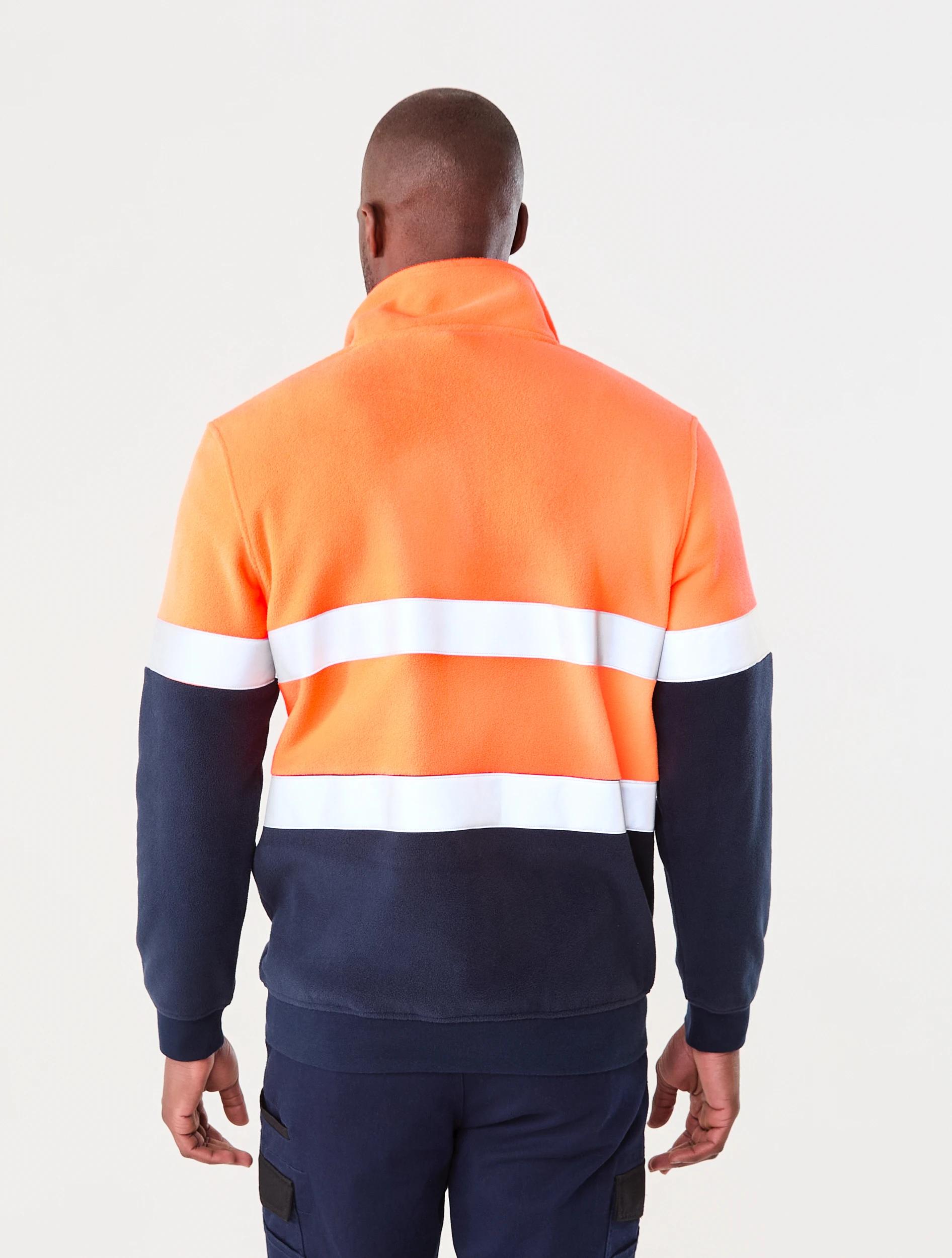 3 Workwear Hi-Vis 1/4 Zip Reflective Pullover Orange, 3 of 6