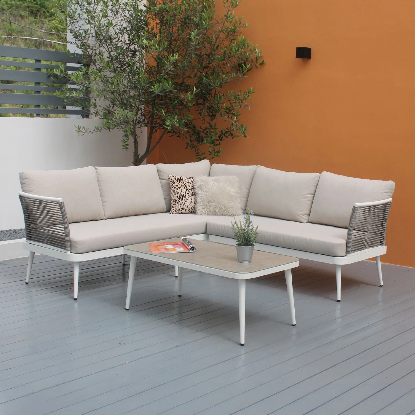 1 Moda Living Watsons Bay 3-Piece Outdoor Corner Sofa Lounge Set - White, 1 of 9
