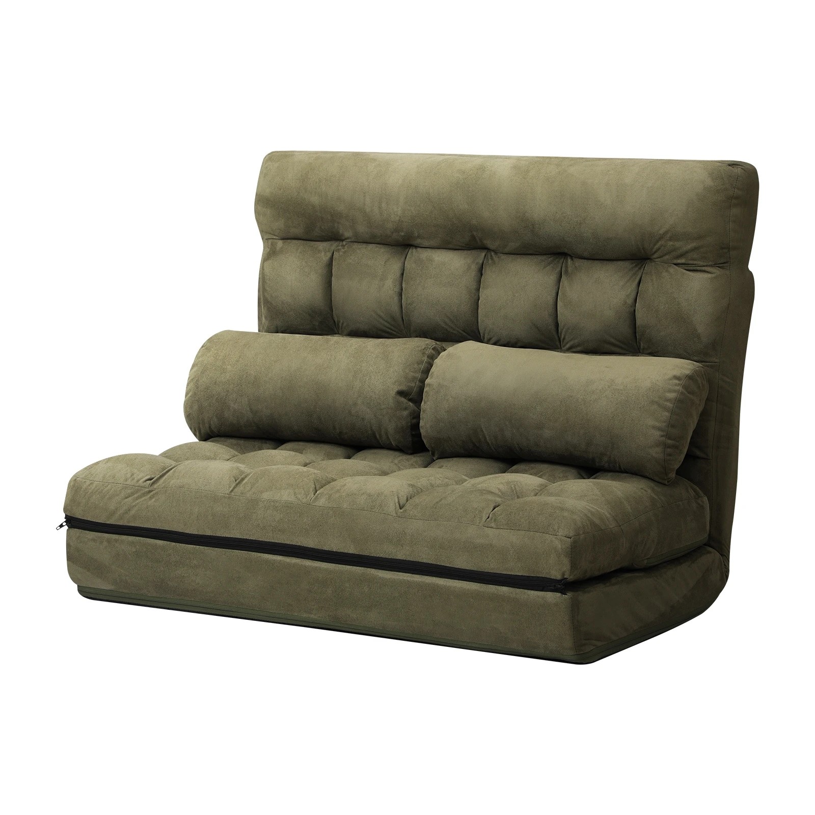 1 Oikiture Lounge Sofa Bed Floor Recliner 2 Seater Chaise Chair Folding
 - Green, 1 of 9