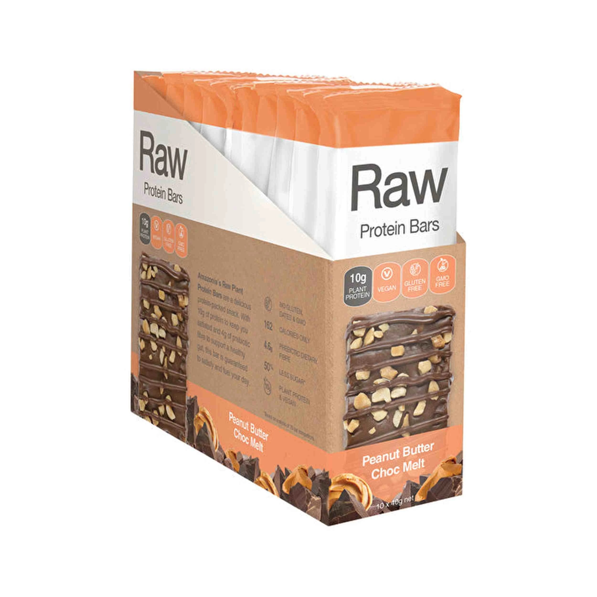 1 Amazonia Raw Protein Bar Peanut Butter Choc Melt 10x40g, 1 of 5