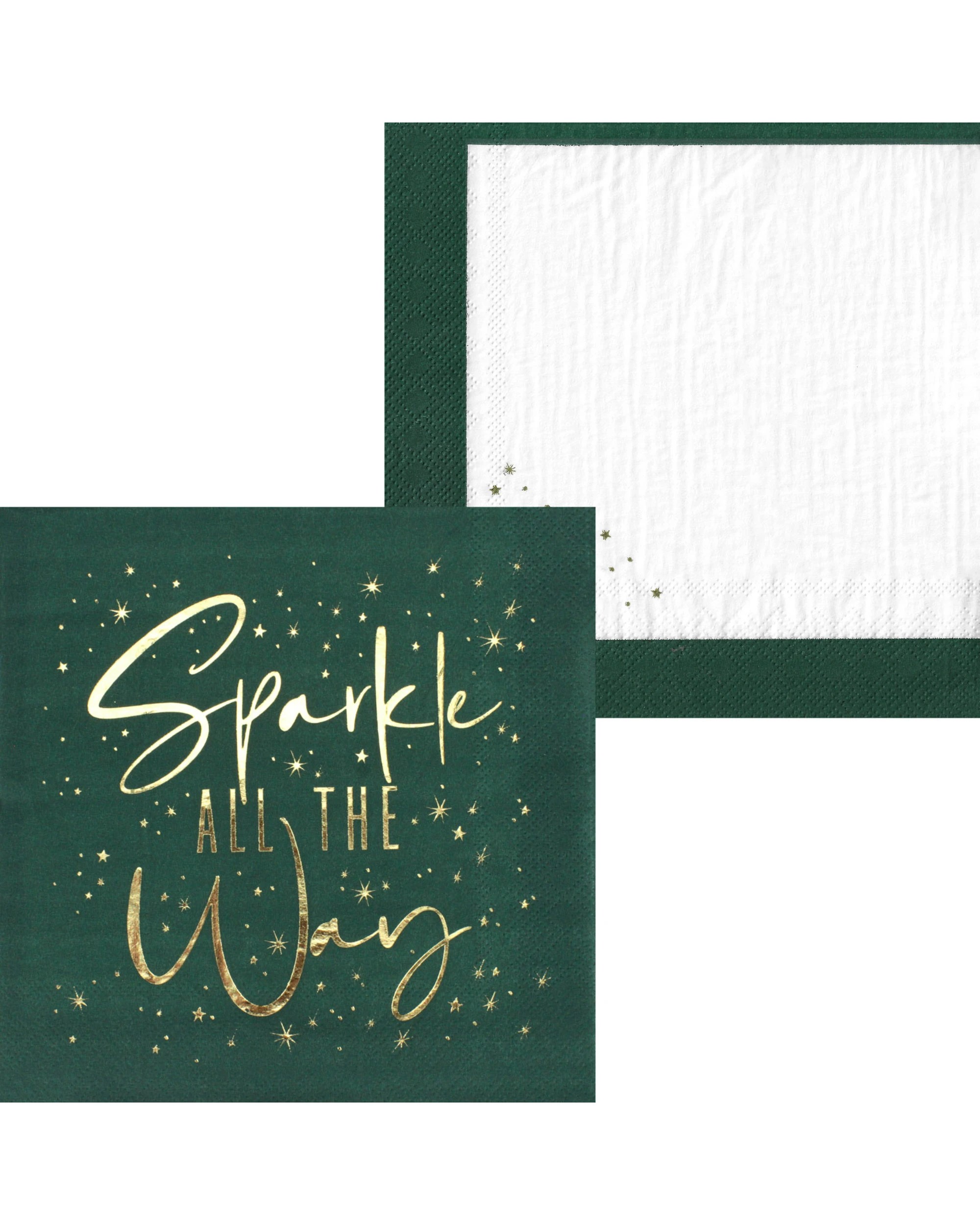 1 Unique Sparkle All The Way Large Paper Napkins Serviettes Pack of 20 - Green, 1 of 1