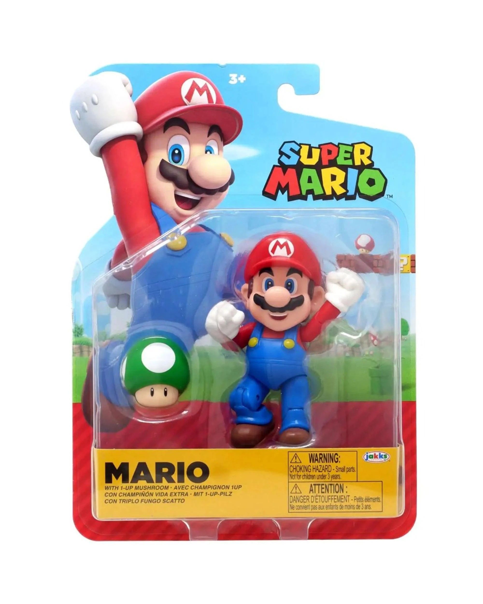 1 World of Nintendo Wave 40 Super Mario Mario with 1UP Mushroom Articulated 4 Inch Figure, 1 of 1