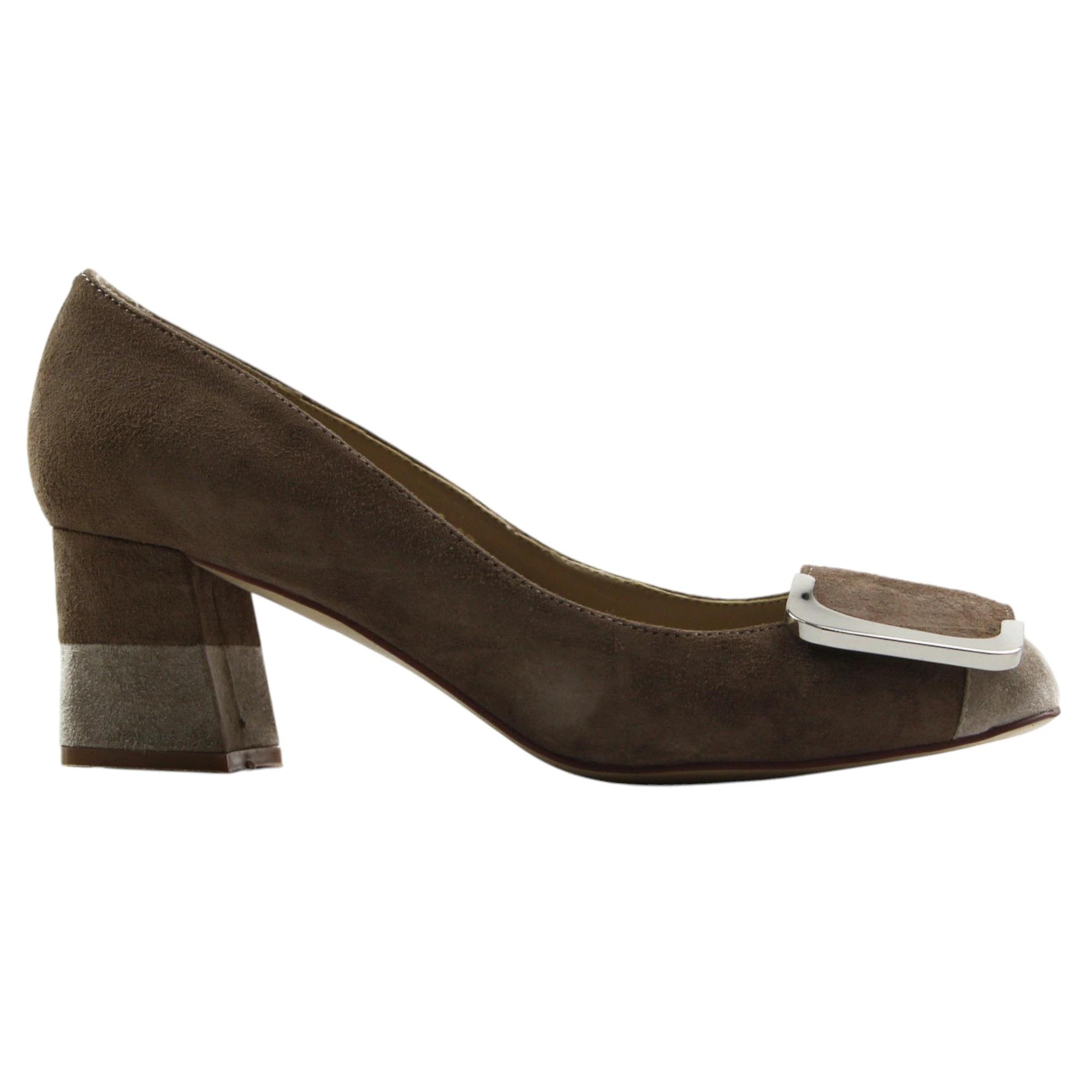 2 Zasel Hope Ladies Womens Suede Leather Low Heel Casual Dress Shoes BEIGE, 2 of 3