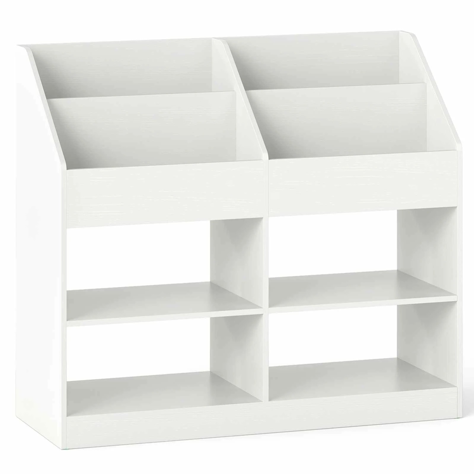1 Costway 3-Tier Bookshelf Toy Storage Organizer Shelf Display Rack - White, 1 of 3