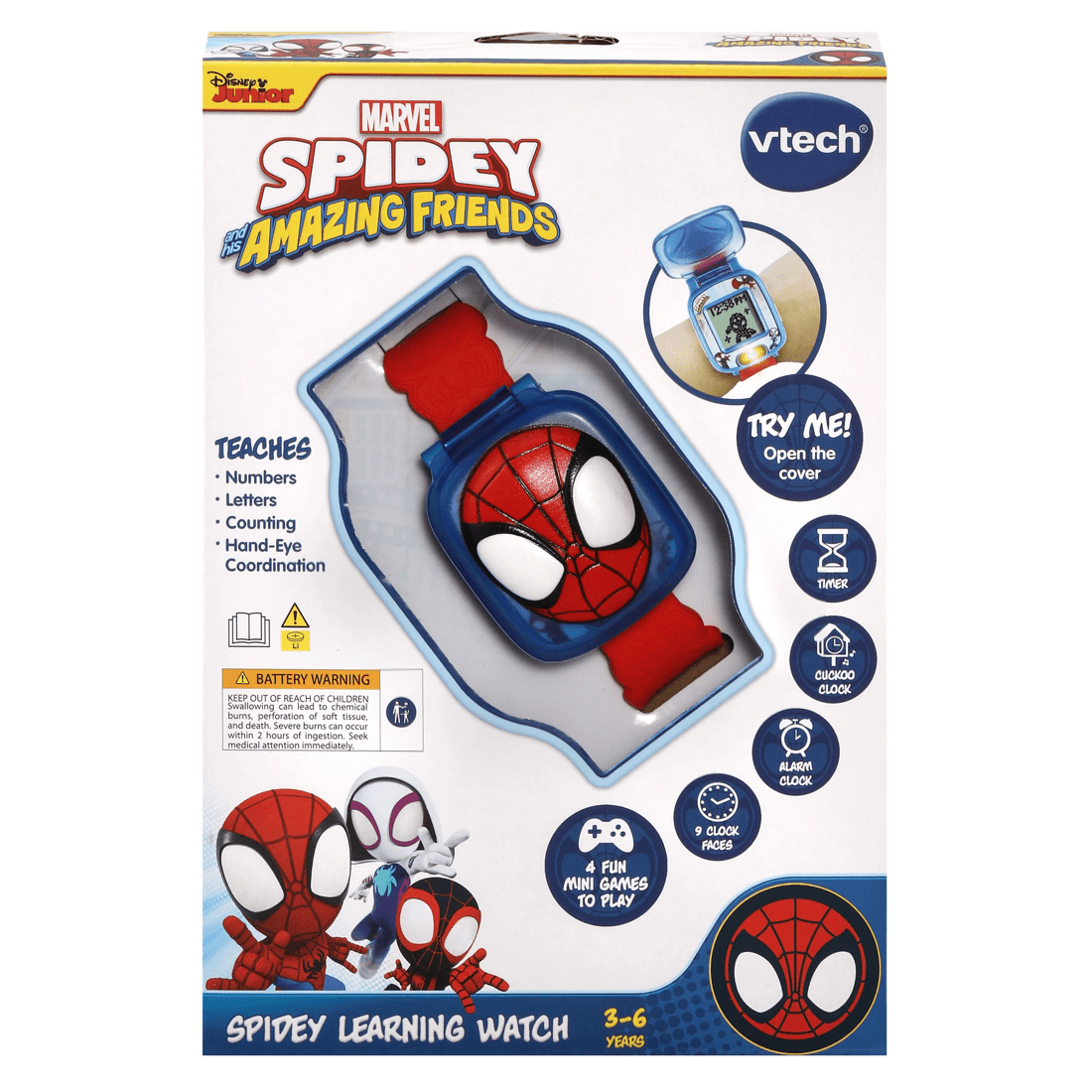 1 VTech Disney Junior Marvel Spidey and his Amazing Friends Spidey Learning Watch, 1 of 6