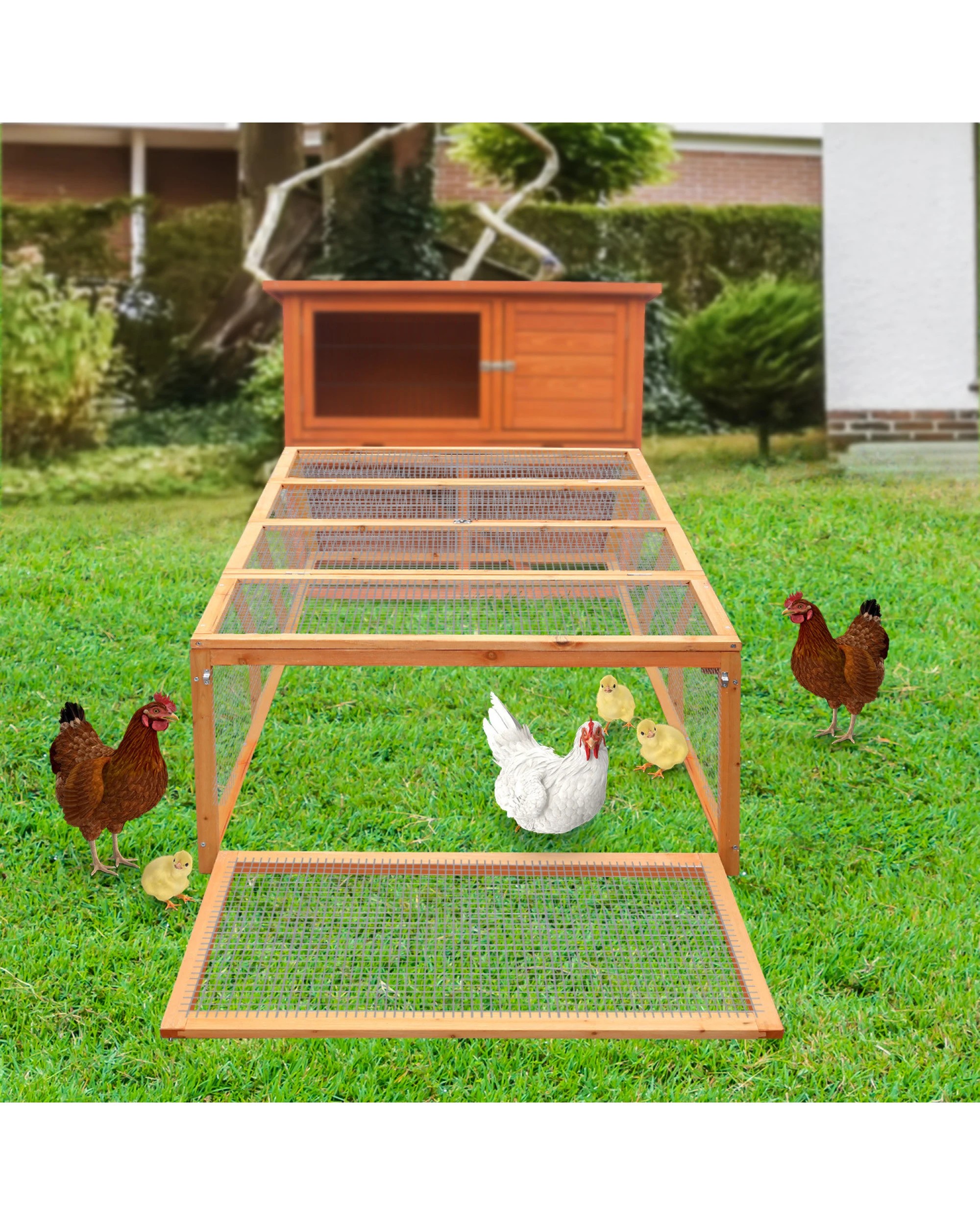 5 Furtastic Rectangular Wooden Chicken Coop and Rabbit Hutch - Brown, 5 of 6