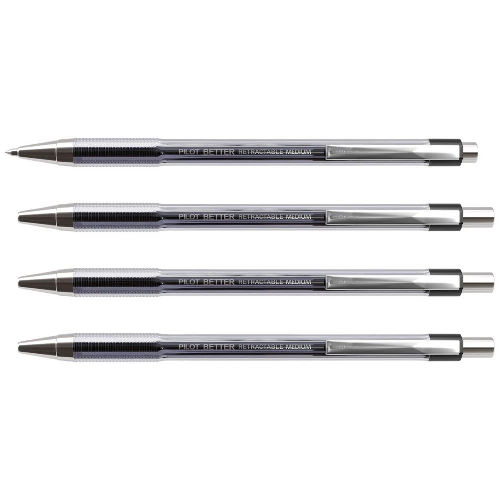 3 PILOT BP-145 Retractable Ballpoint Pen Medium 1mm Black 4 Pk, 3 of 8