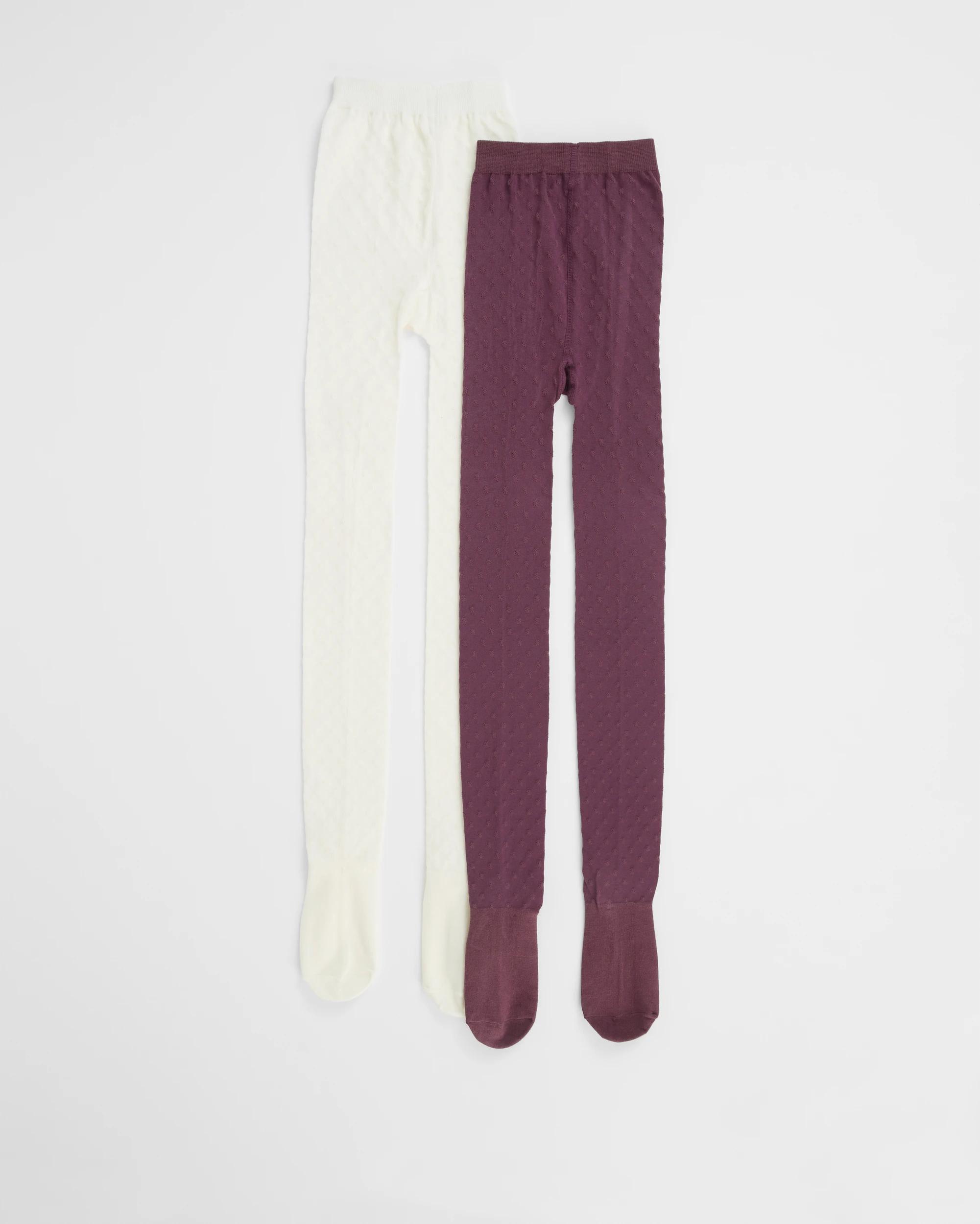 1 Target Kids Maxx Australian Cotton Blend 2 Pack Girls Casual Tights EGGPLANT, 1 of 3
