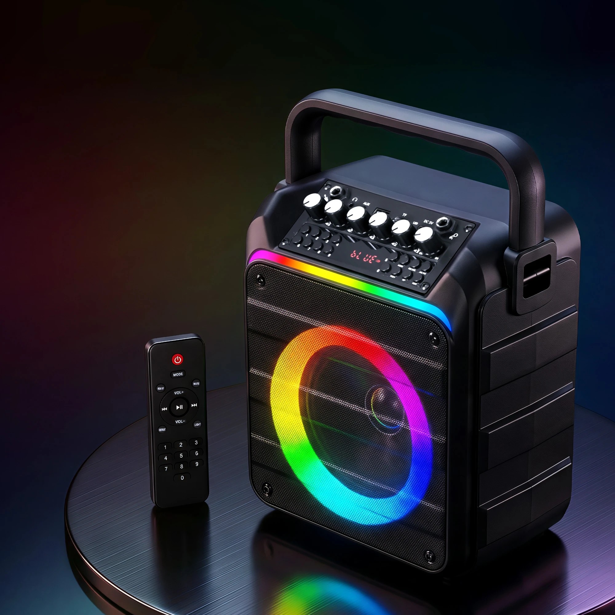 7 Alpha Portable Karaoke Machine with 2 Wireless Microphones for Adults Kids Bluetooth 5.3 - Black, 7 of 8