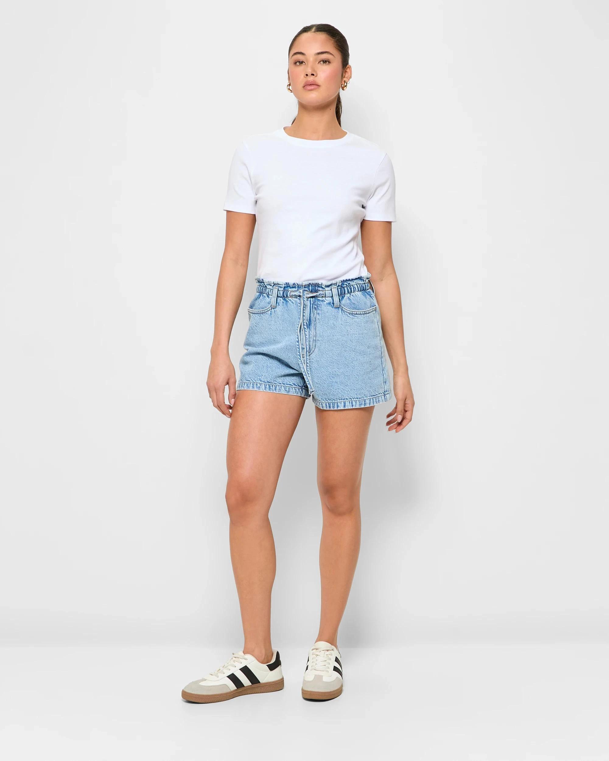 2 Denim Paperbag Shorts - Lily Loves ICONIC LIGHT INDIGO, 2 of 5